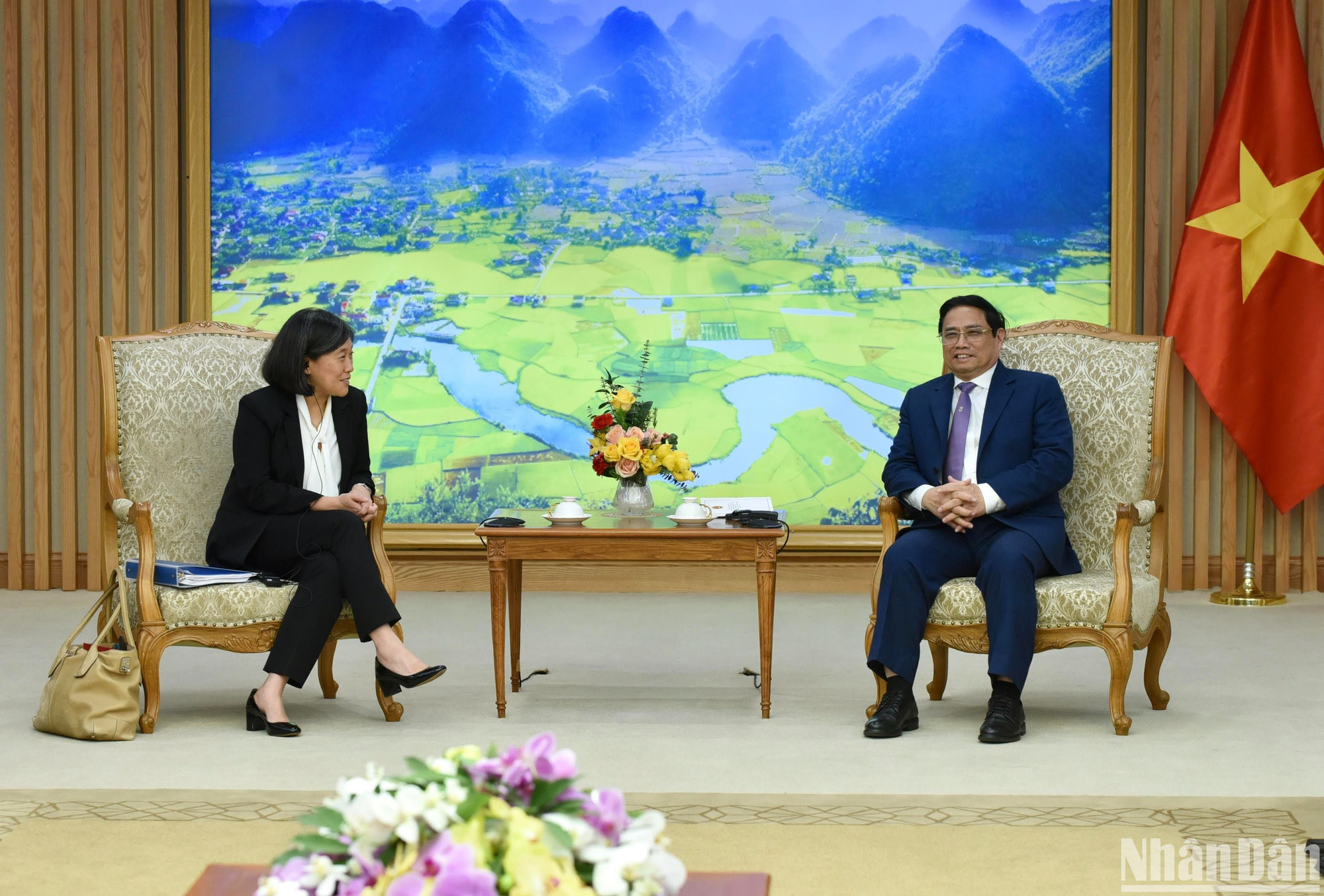 Thủ tướng Phạm Minh Chính tiếp bà Katherine Tai, Đại diện Thương mại Hoa Kỳ (USTR).