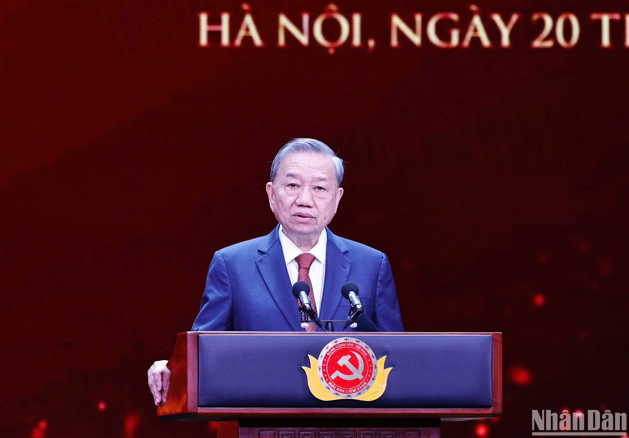 Tổng Bí thư Tô Lâm phát biểu tại Lễ trao Giải Búa liềm vàng lần thứ IX - năm 2024.