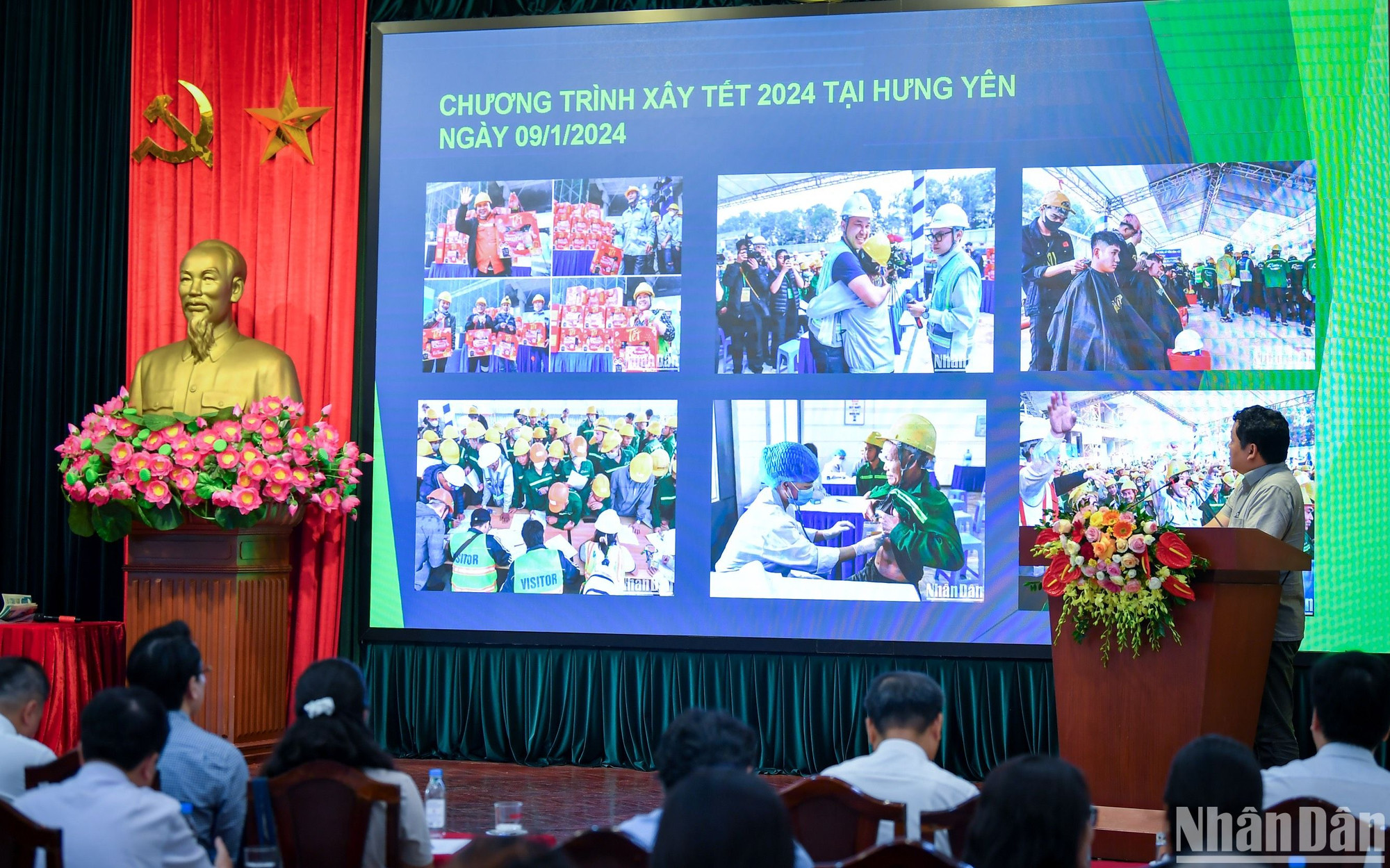 Đồng chí Phan Bằng Sơn, Phó Chánh Văn phòng Báo Nhân Dân thuyết trình về Chương trình “Xây Tết 2024”.