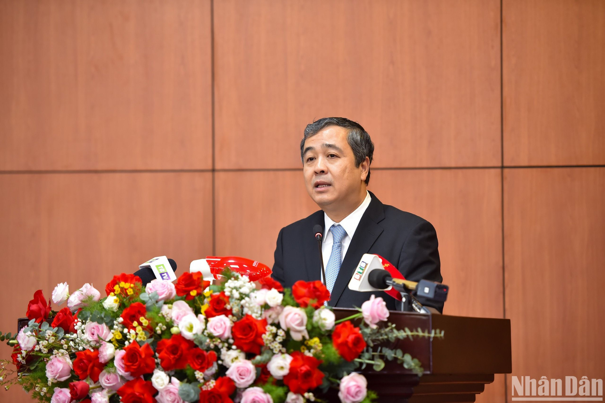 Đồng chí Ngô Đông Hải, Bí thư Tỉnh ủy Thái Bình phát biểu chào mừng. (Ảnh: NHẬT QUANG)