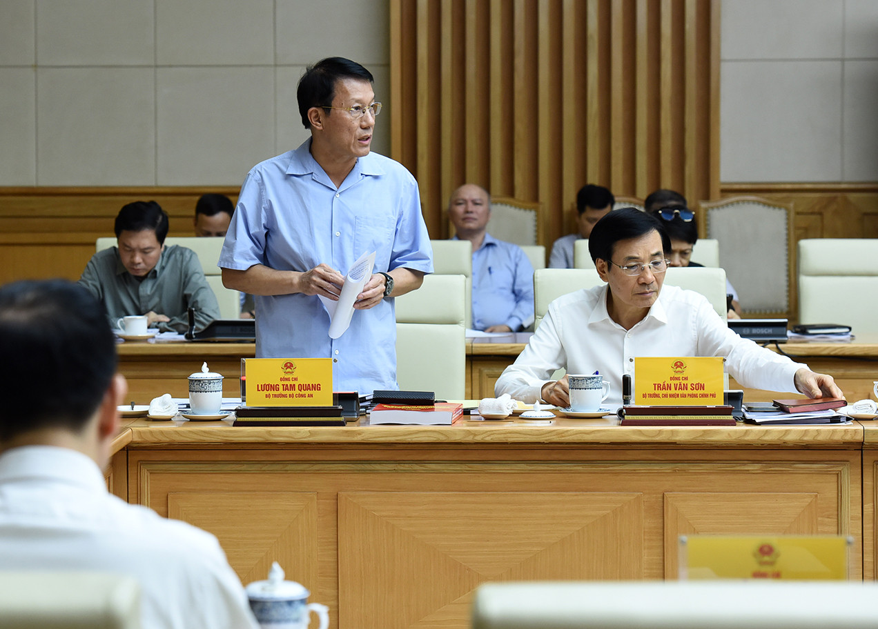 Thượng tướng Lương Tam Quang, Bộ trưởng Công an phát biểu.