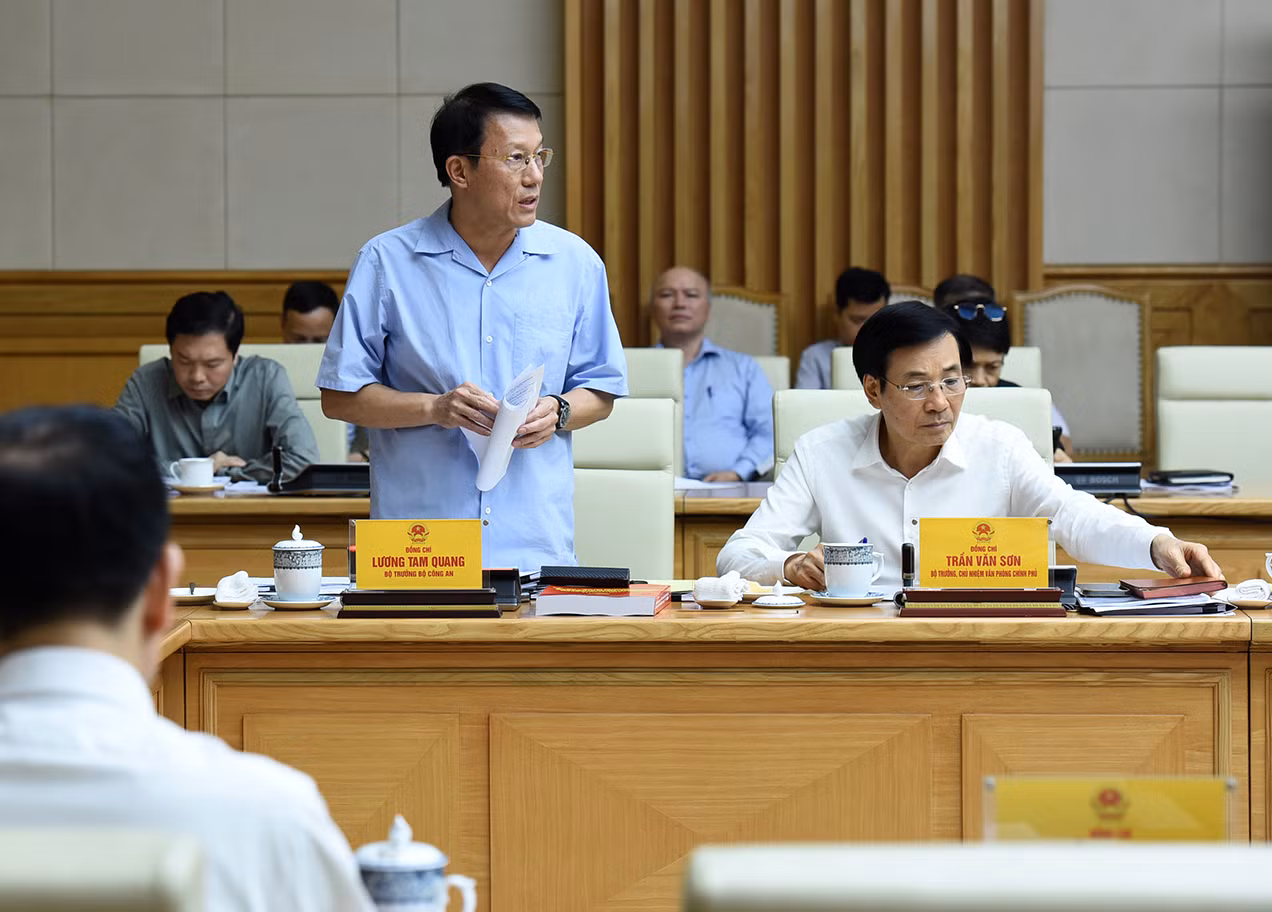 Thượng tướng Lương Tam Quang, Bộ trưởng Công an phát biểu.