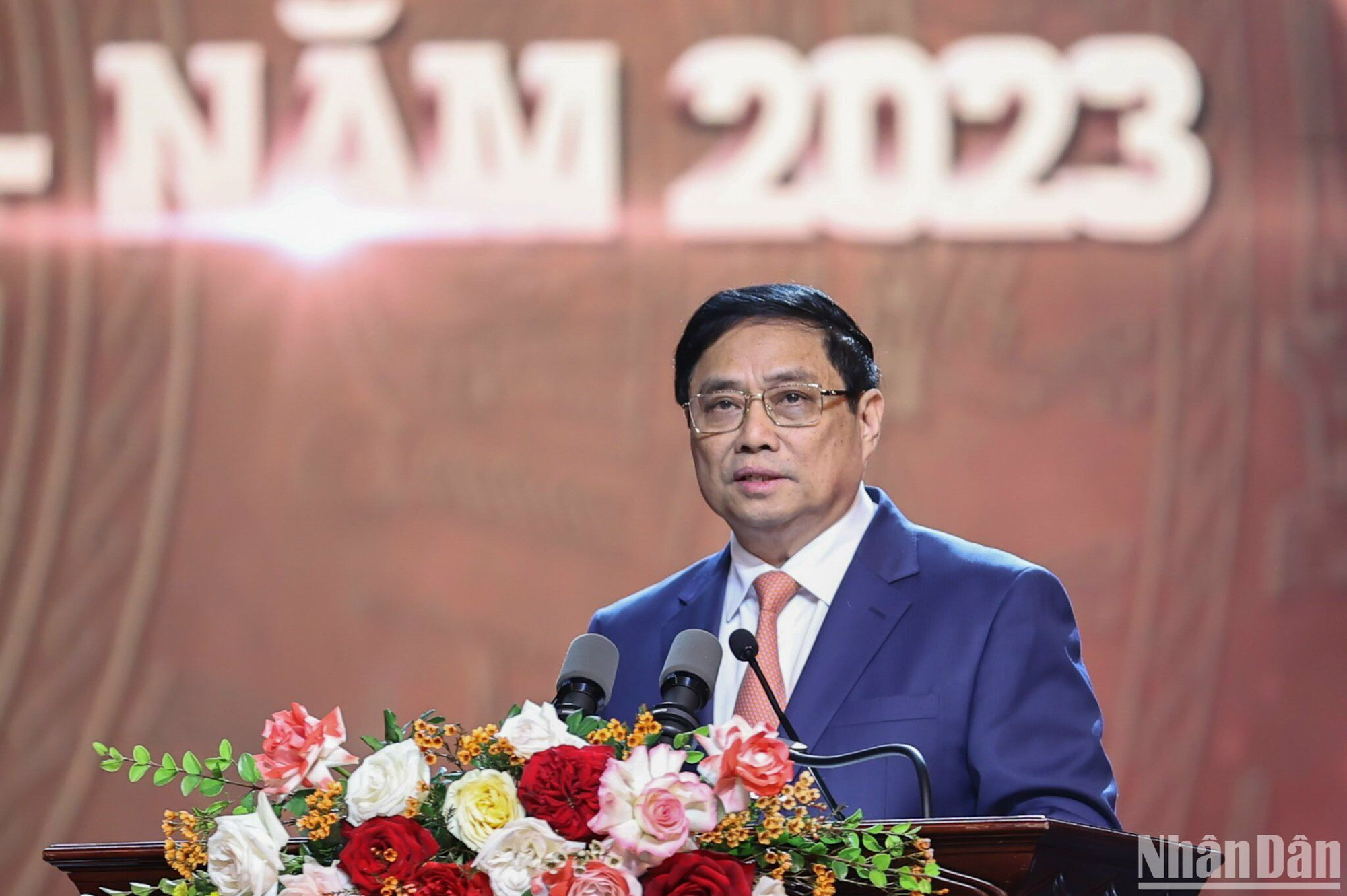 Thủ tướng Phạm Minh Chính phát biểu tại Lễ trao giải. (Ảnh: TRẦN HẢI)