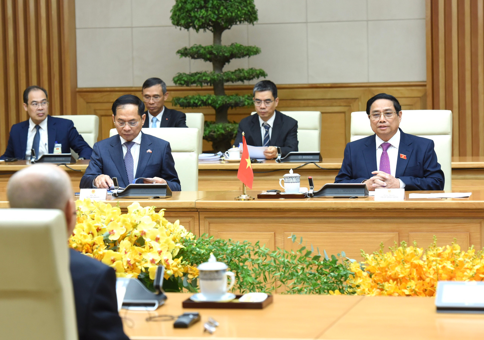 Thủ tướng Phạm Minh Chính phát biểu tại buổi tiếp kiến Quốc vương Campuchia Preah Bat Samdech Preah Boromneath Norodom Sihamoni.