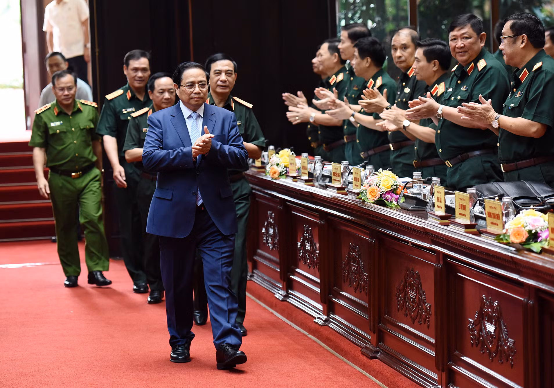Thủ tướng Phạm Minh Chính tới dự và chỉ đạo Hội nghị Quân chính toàn quân 6 tháng đầu năm 2024.