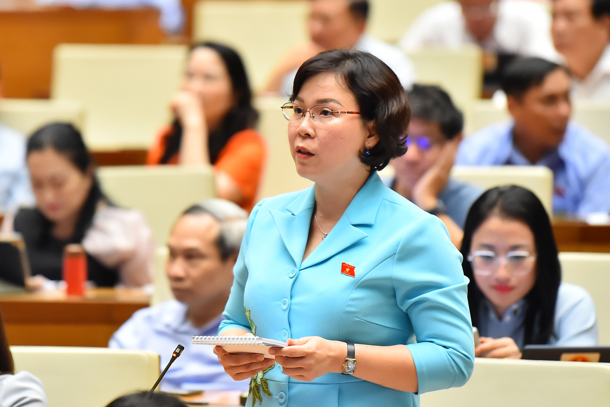 Đại biểu Quốc hội tỉnh Bến Tre Trần Thị Thanh Lam chất vấn Bộ trưởng Công thương Nguyễn Hồng Diên.