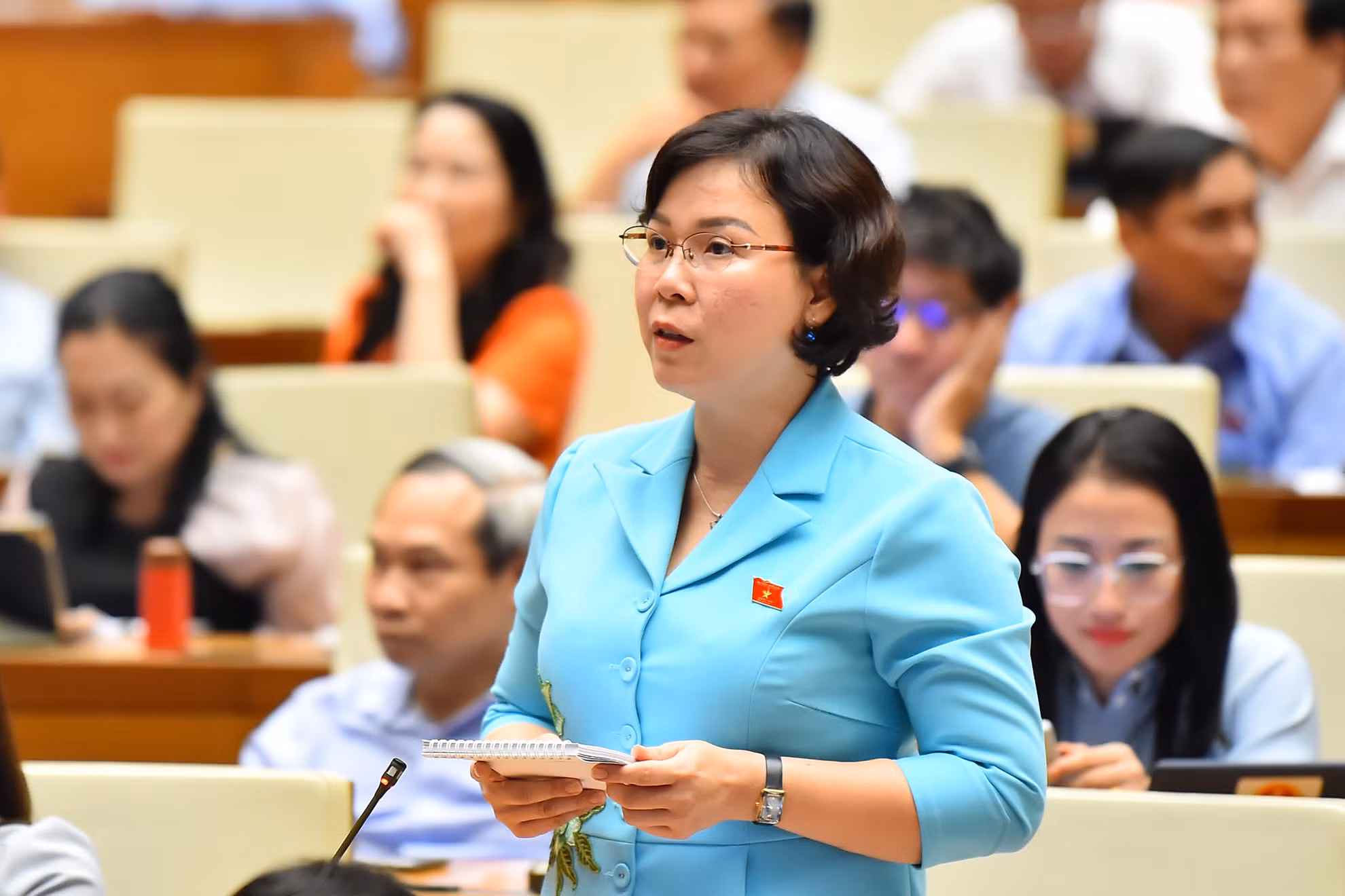 Đại biểu Quốc hội tỉnh Bến Tre Trần Thị Thanh Lam chất vấn Bộ trưởng Công thương Nguyễn Hồng Diên.