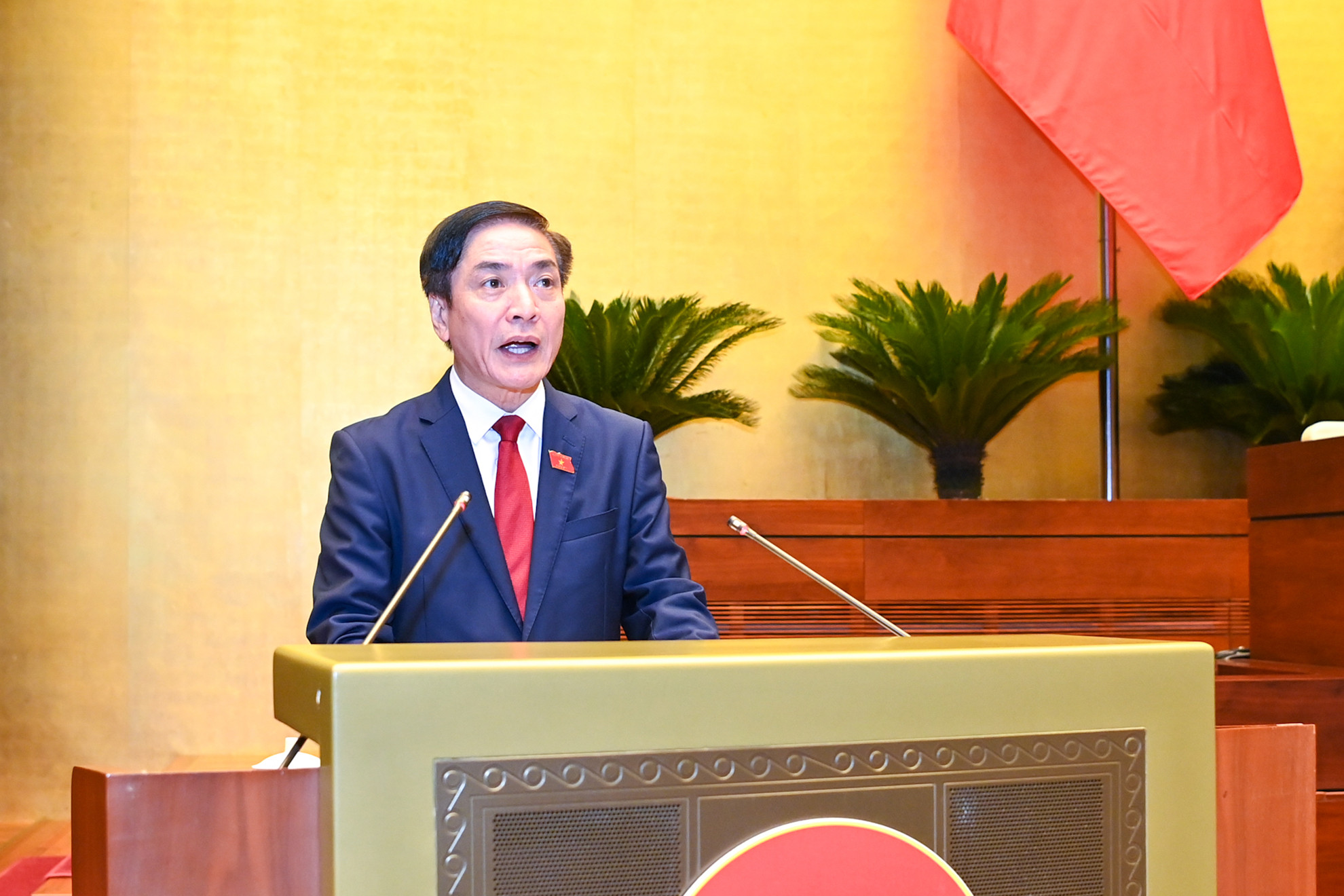 Tổng Thư ký Quốc hội, Chủ nhiệm Văn phòng Quốc hội Bùi Văn Cường tuyên bố lý do, giới thiệu đại biểu tham dự Kỳ họp.