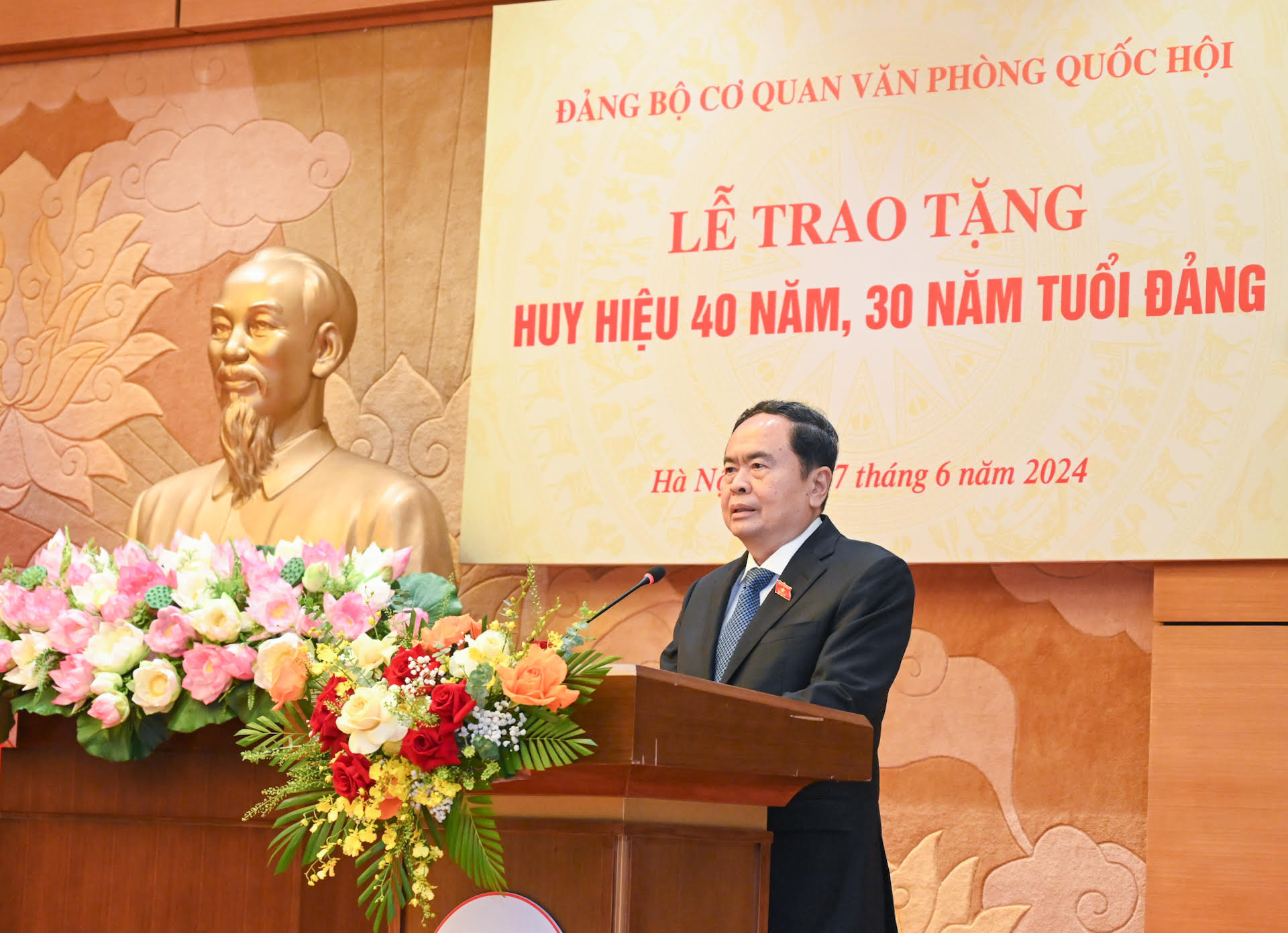 Chủ tịch Quốc hội Trần Thanh Mẫn phát biểu tại buổi lễ.