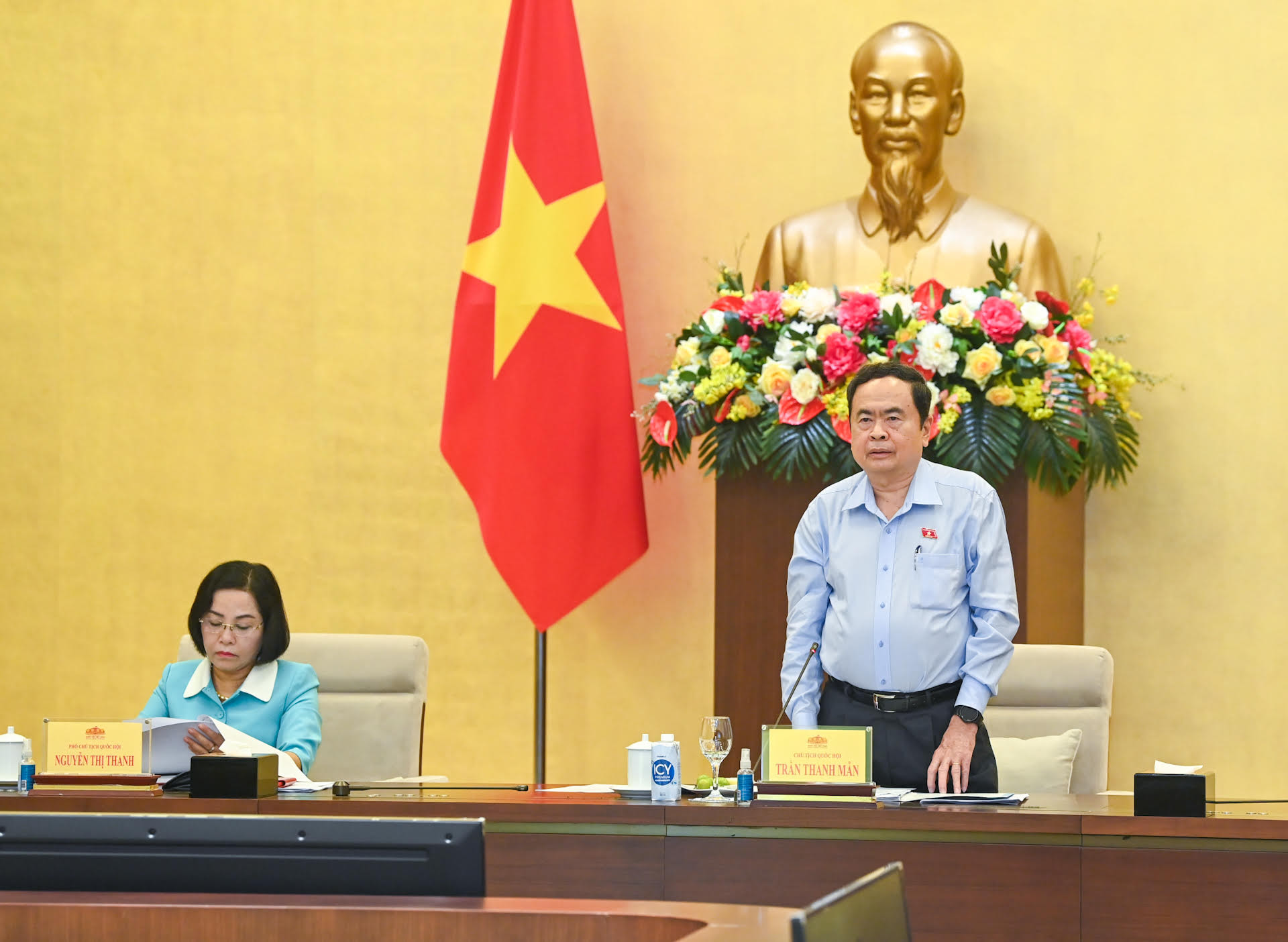 Chủ tịch Quốc hội Trần Thanh Mẫn phát biểu mở đầu, gợi mở các nội dung thảo luận tại buổi làm việc.