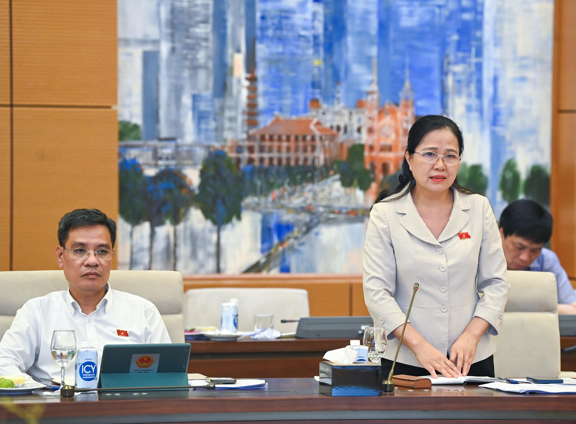 Phó Chủ nhiệm Ủy ban Xã hội Đỗ Thị Lan phát biểu ý kiến.