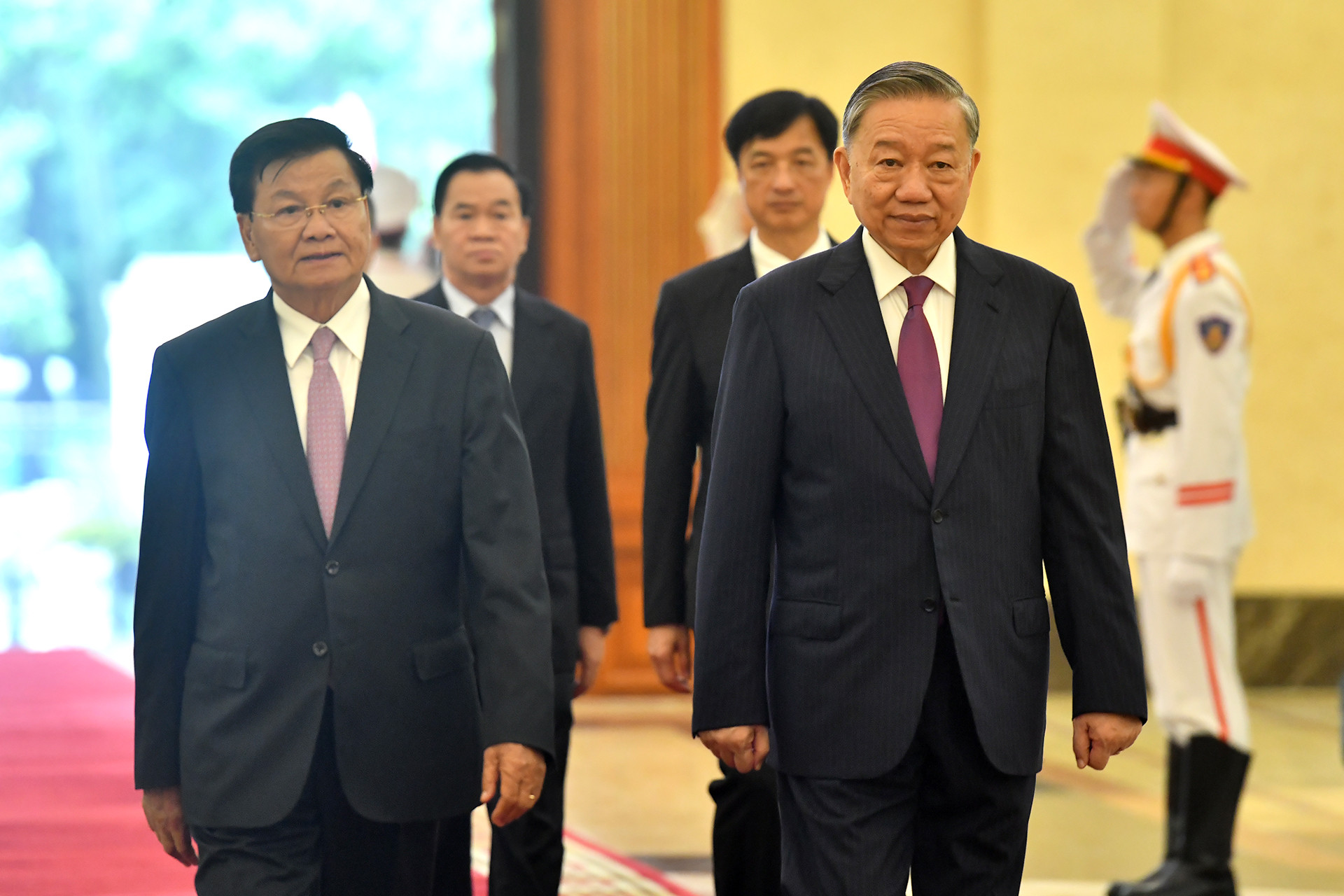 Tổng Bí thư, Chủ tịch nước Tô Lâm và Tổng Bí thư, Chủ tịch nước Lào Thongloun Sisoulith tại Trụ sở Trung ương Đảng.