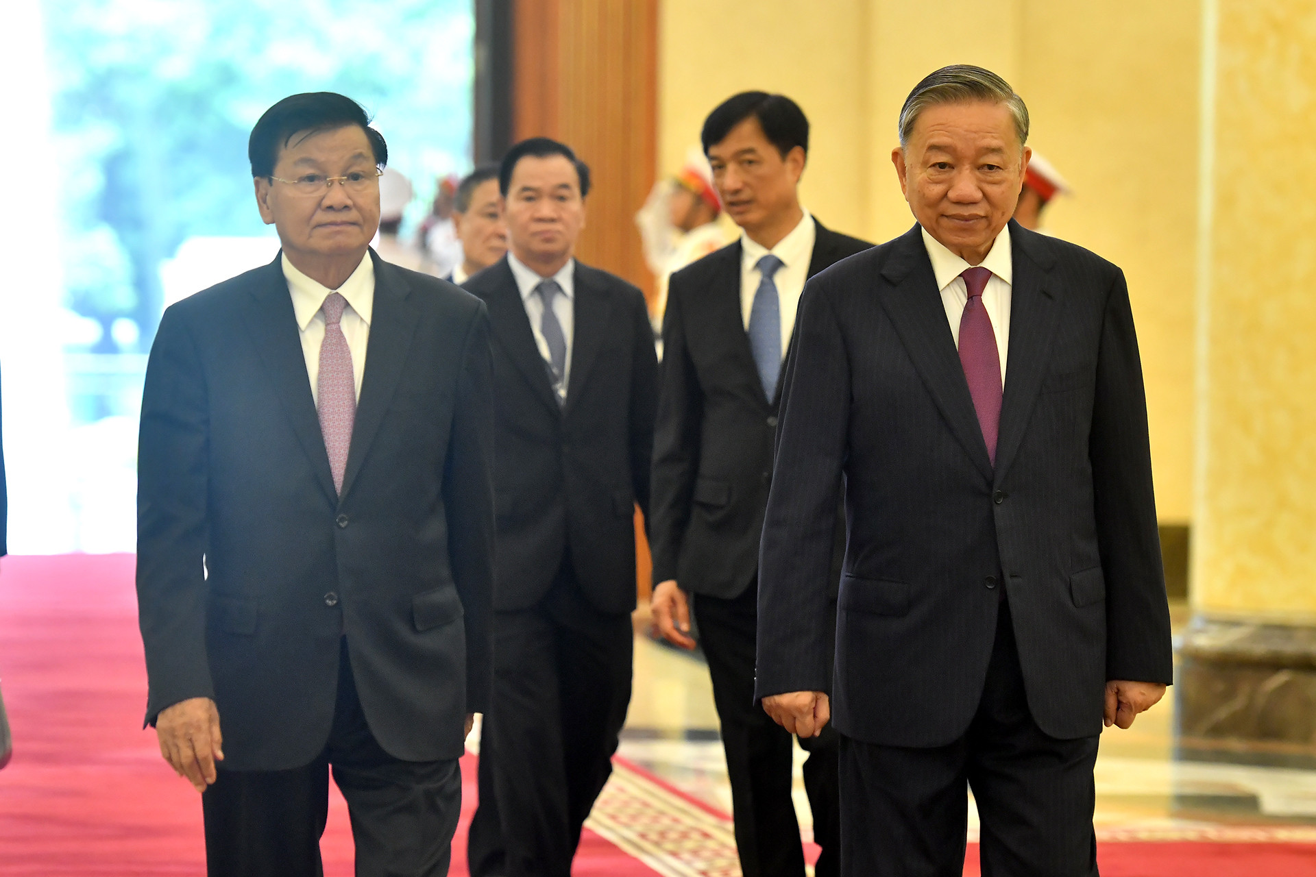 Tổng Bí thư, Chủ tịch nước Tô Lâm và Tổng Bí thư, Chủ tịch nước Lào Thongloun Sisoulith tại Trụ sở Trung ương Đảng.