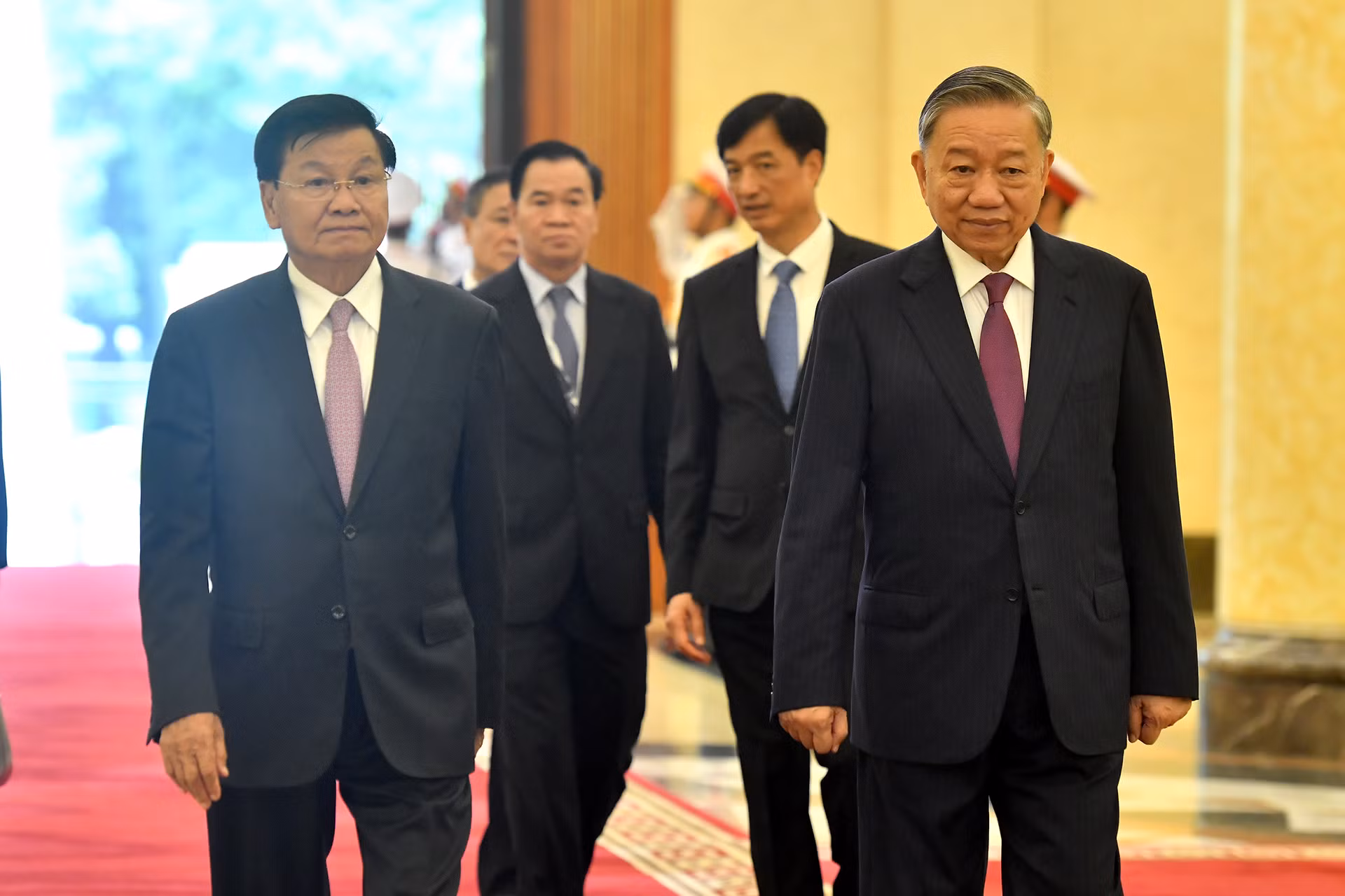 Tổng Bí thư, Chủ tịch nước Tô Lâm và Tổng Bí thư, Chủ tịch nước Lào Thongloun Sisoulith tại Trụ sở Trung ương Đảng.