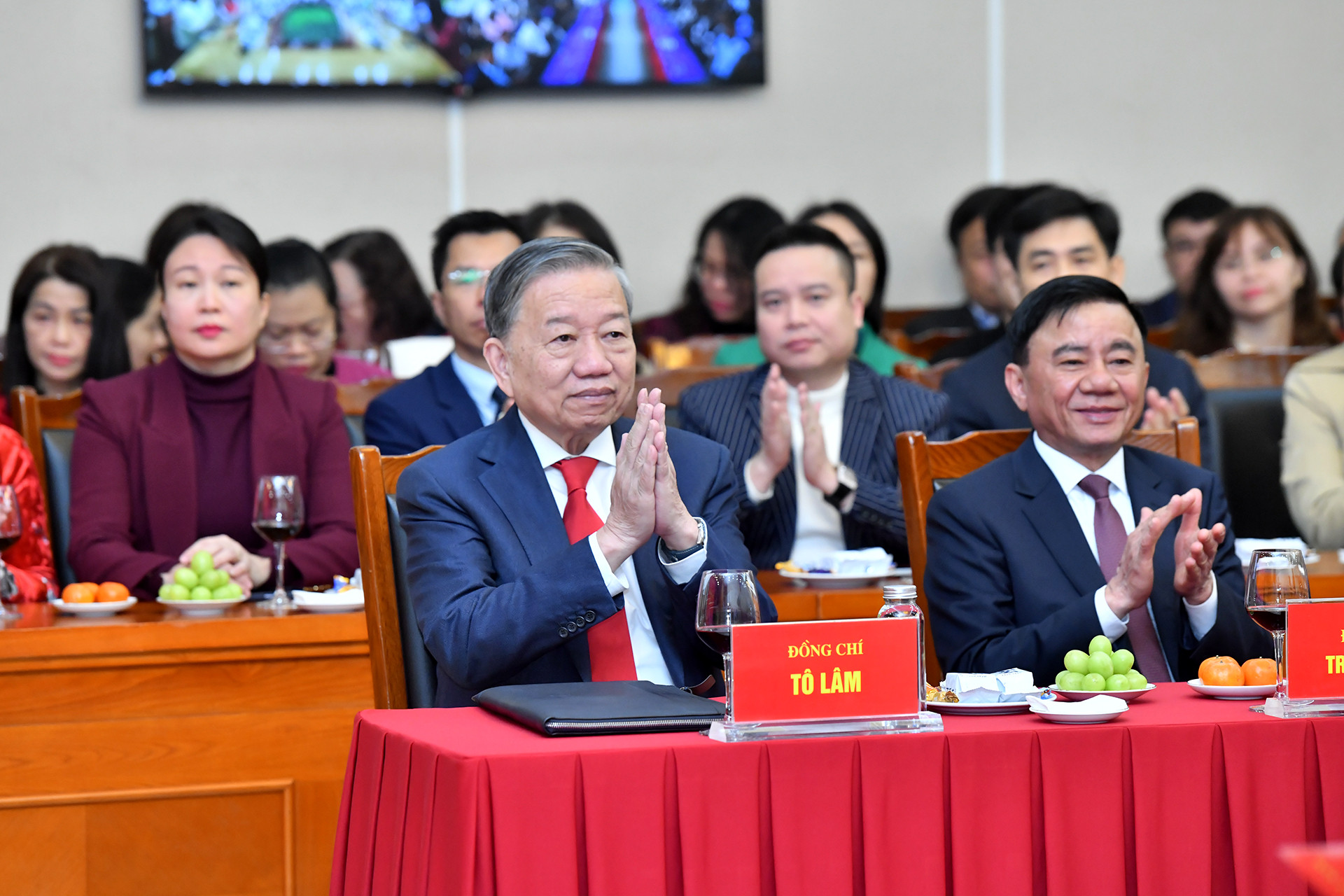 Tổng Bí thư Tô Lâm và Thường trực Ban Bí thư Trần Cẩm Tú dự buổi gặp mặt.