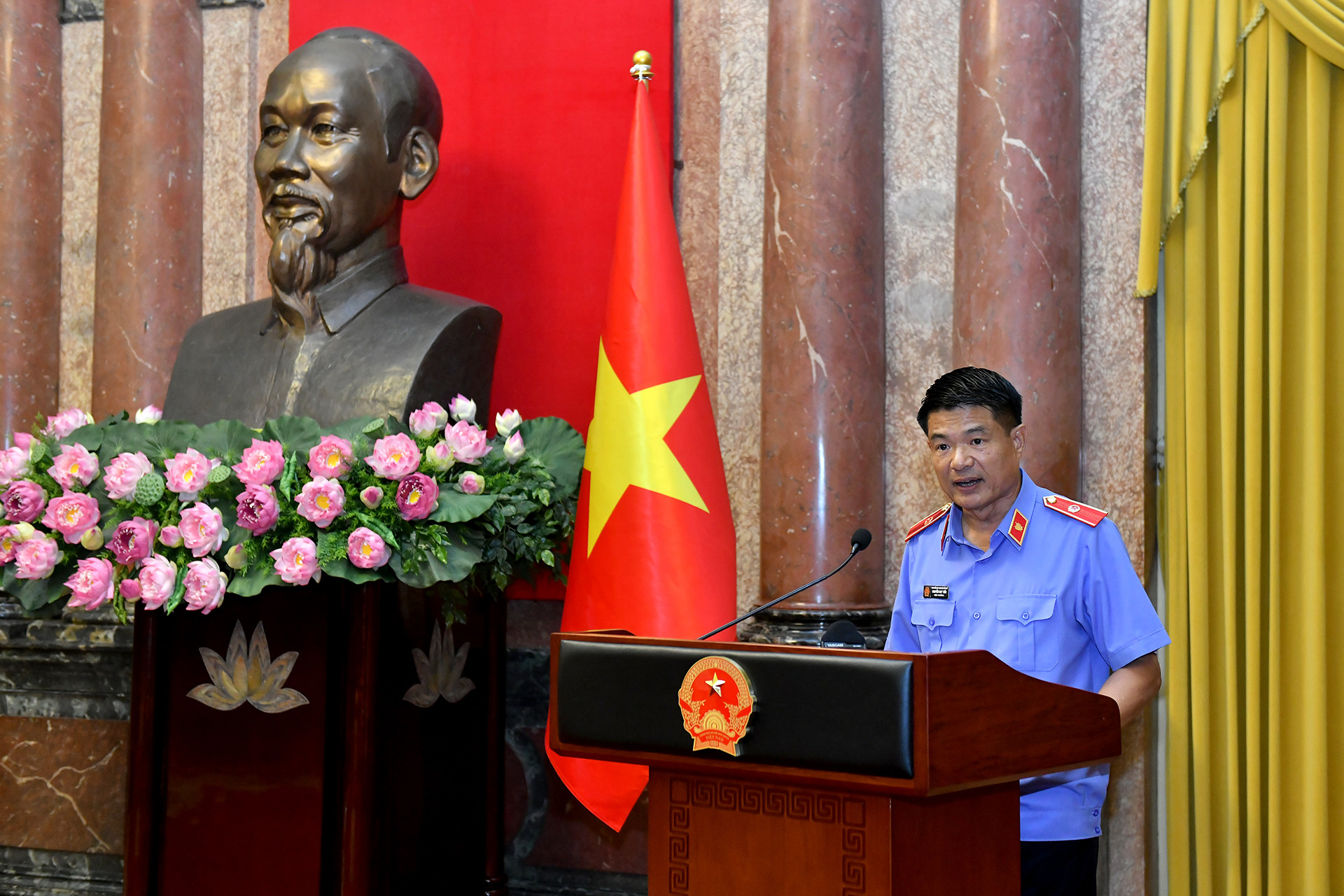 Viện trưởng Viện Kiểm sát nhân dân tối cao Nguyễn Huy Tiến phát biểu.