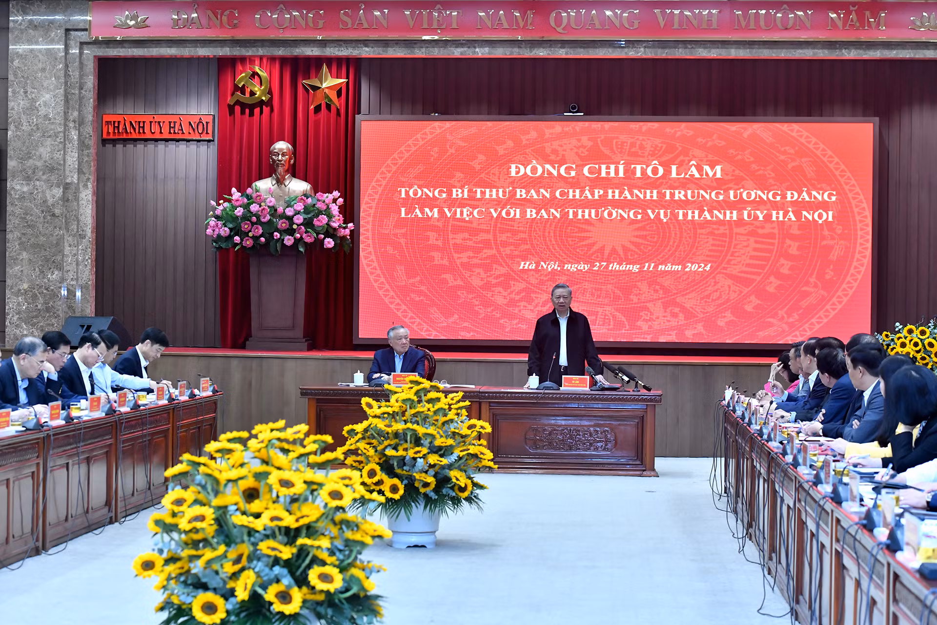 Tổng Bí thư Tô Lâm làm việc với Ban Thường vụ Thành ủy Hà Nội.