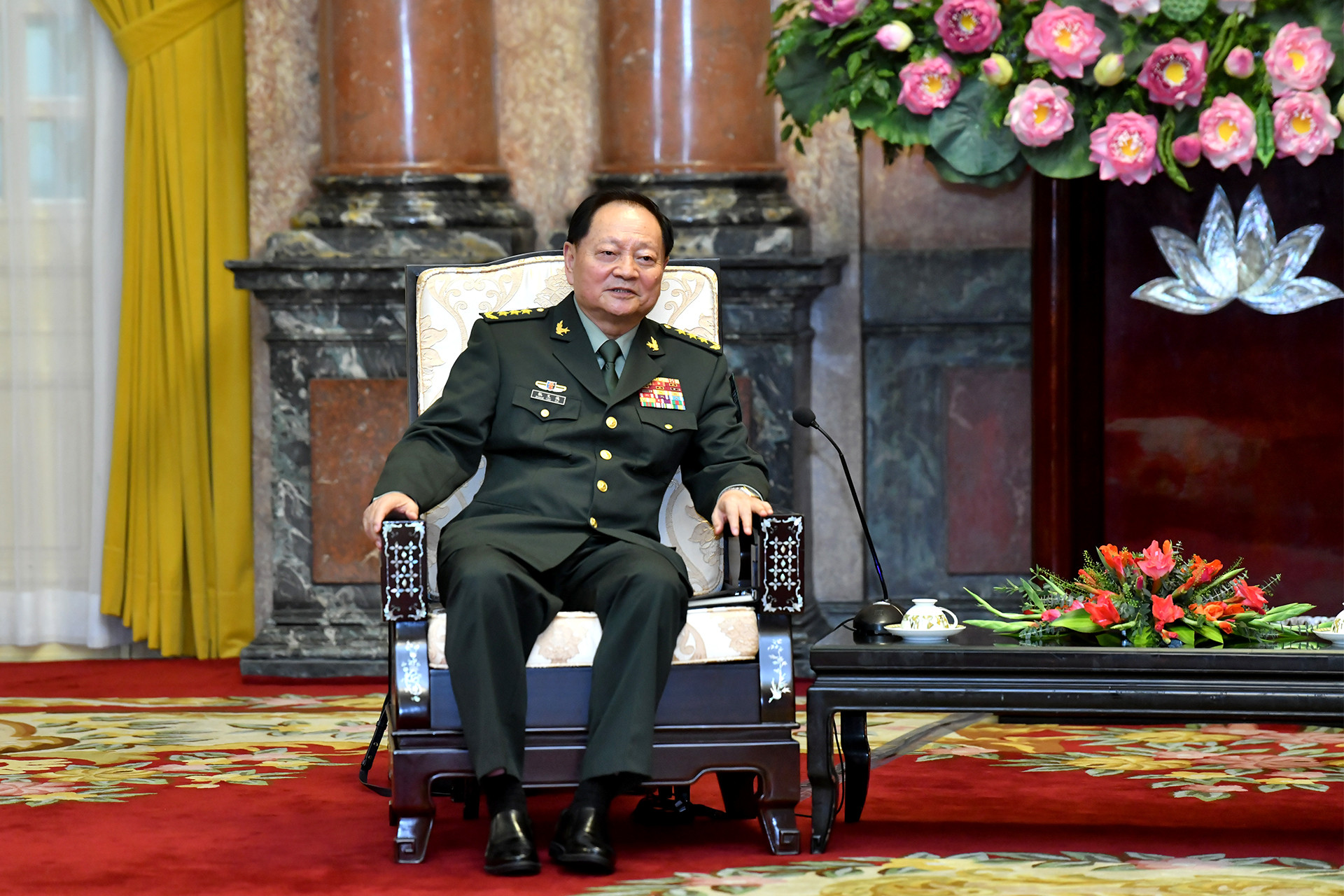 Thượng tướng Trương Hựu Hiệp, Phó Chủ tịch Quân ủy Trung ương Trung Quốc phát biểu tại buổi tiếp.