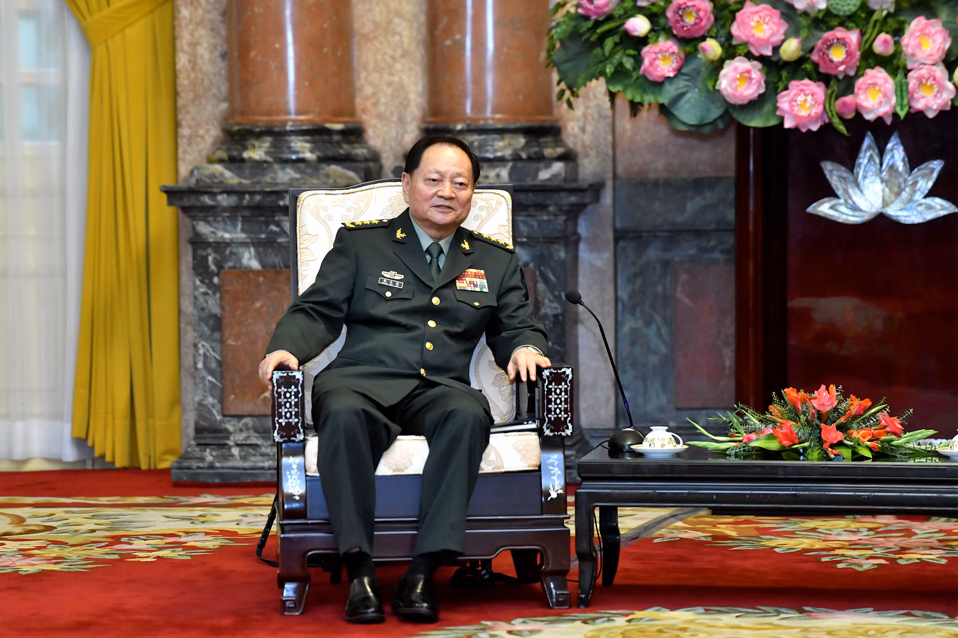 Thượng tướng Trương Hựu Hiệp, Phó Chủ tịch Quân ủy Trung ương Trung Quốc phát biểu tại buổi tiếp.
