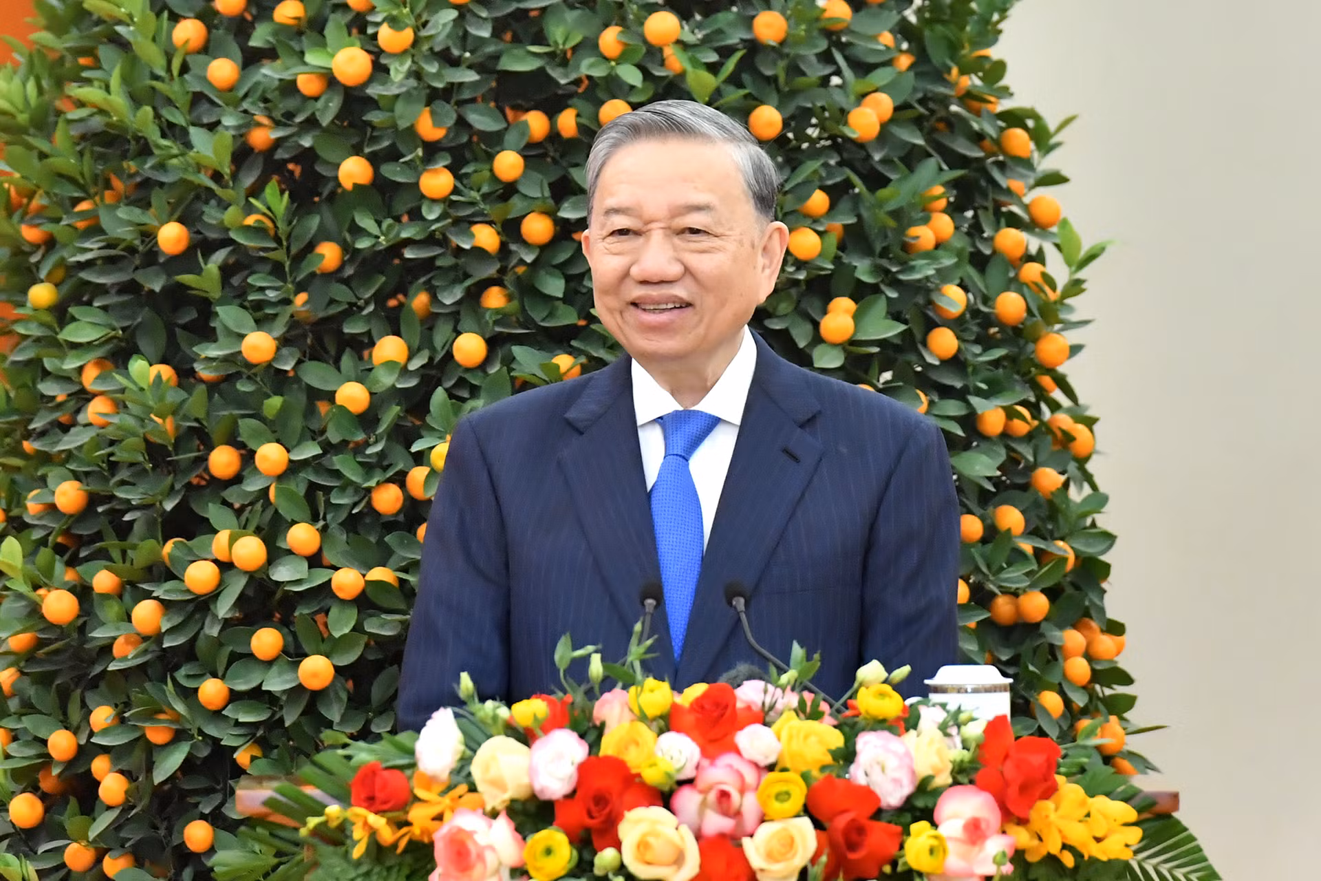 Tổng Bí thư Tô Lâm phát biểu tại buổi gặp gỡ.