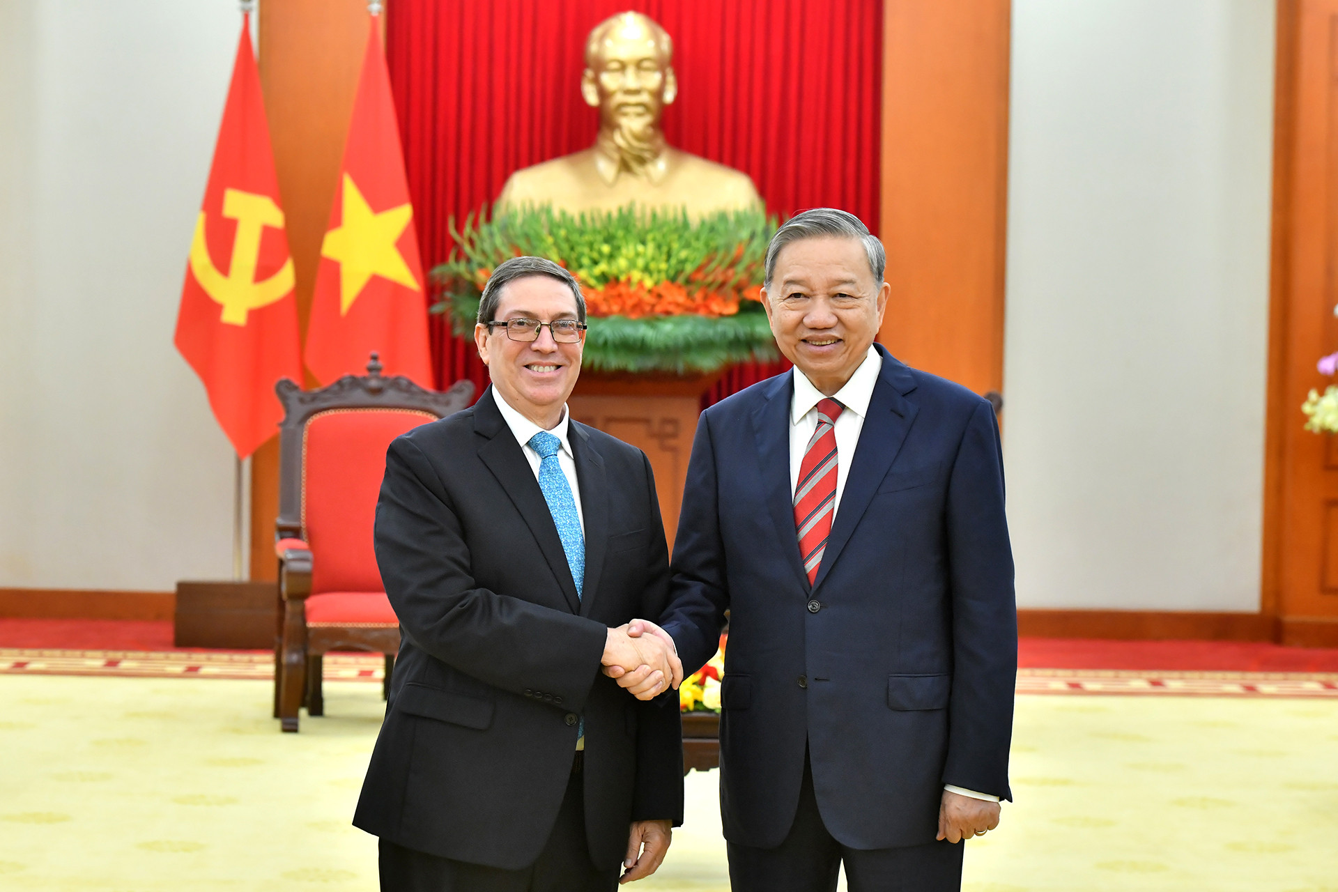 [Ảnh] Tổng Bí thư Tô Lâm tiếp Bộ trưởng Ngoại giao Cuba Bruno Rodríguez Parrilla ảnh 1