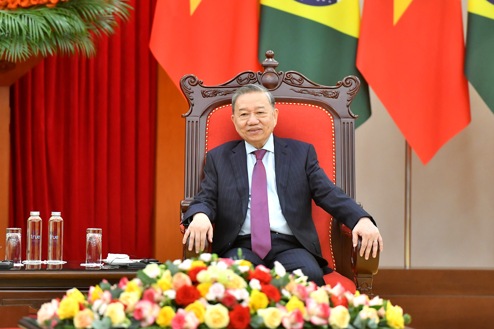 Tổng Bí thư Tô Lâm phát biểu tại buổi tiếp Tổng thống Cộng hòa Liên bang Brazil Luiz Inácio Lula da Silva.