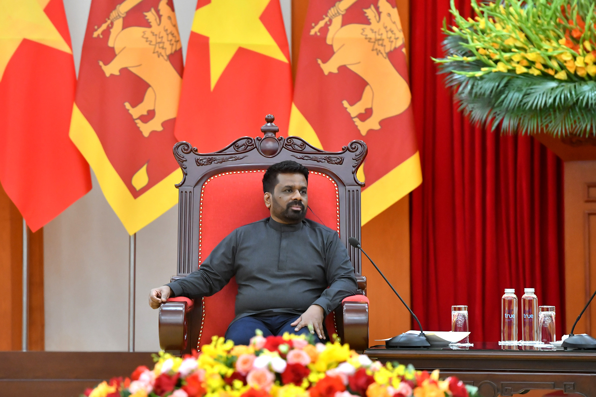 Tổng thống Sri Lanka Anura Kumara Dissanayaka tại buổi tiếp.