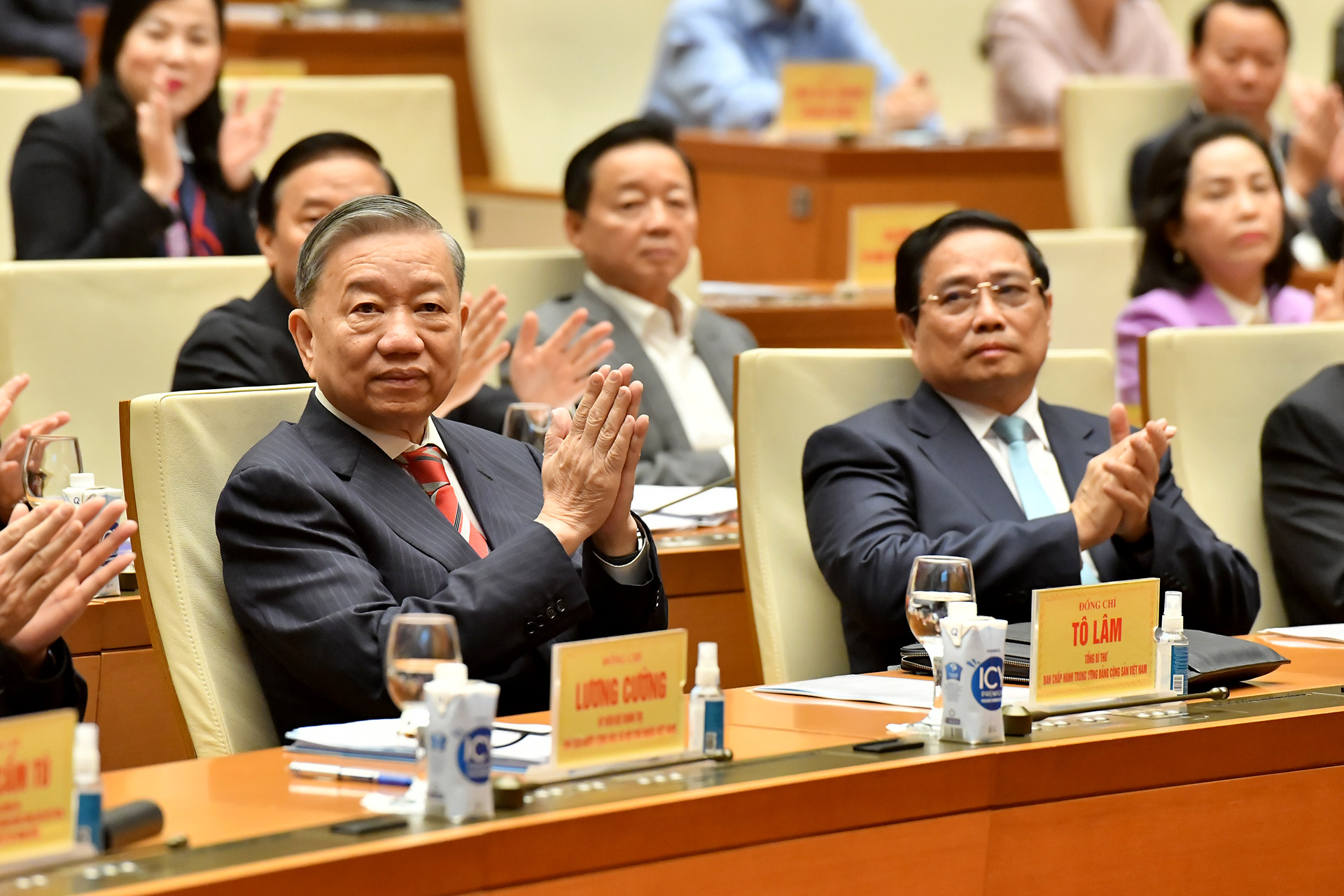 Tổng Bí thư Tô Lâm, Thủ tướng Chính phủ Phạm Minh Chính dự hội nghị.