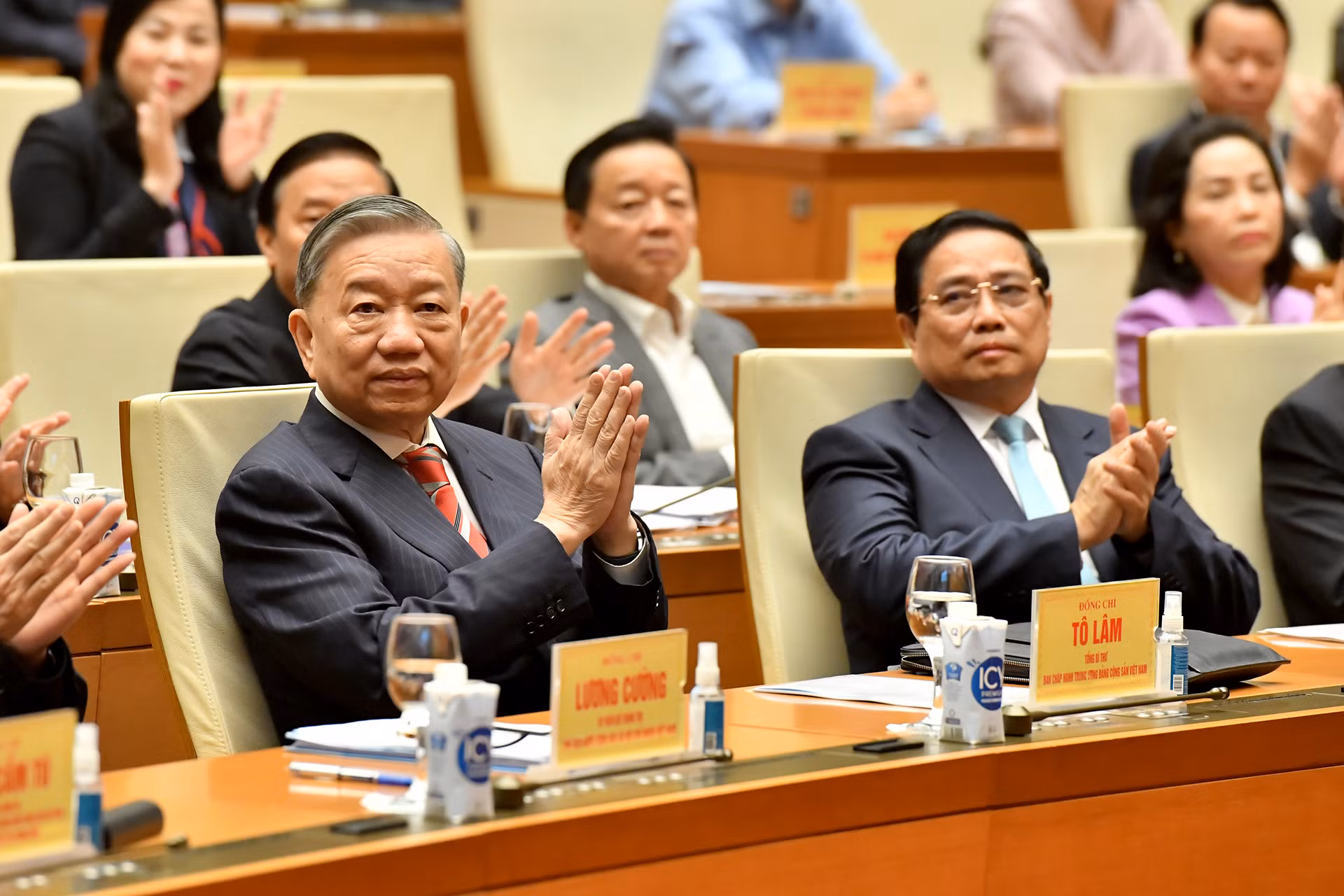 Tổng Bí thư Tô Lâm, Thủ tướng Chính phủ Phạm Minh Chính dự hội nghị.