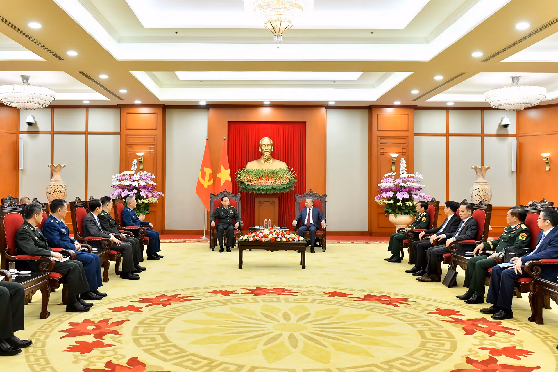 Quang cảnh buổi tiếp tại Trụ sở Trung ương Đảng.