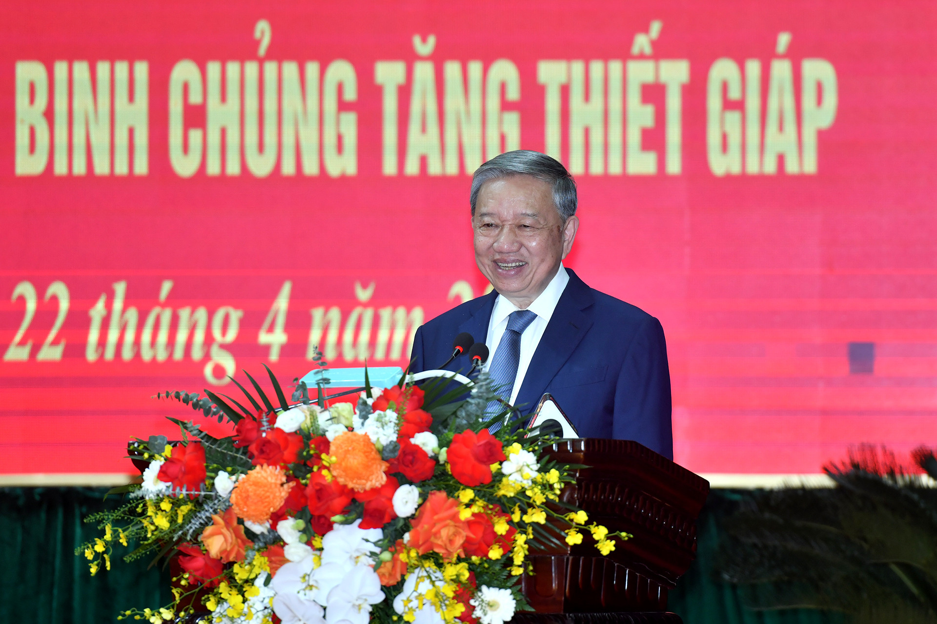 Tổng Bí thư Tô Lâm, Bí thư Quân ủy Trung ương phát biểu tại buổi làm việc.