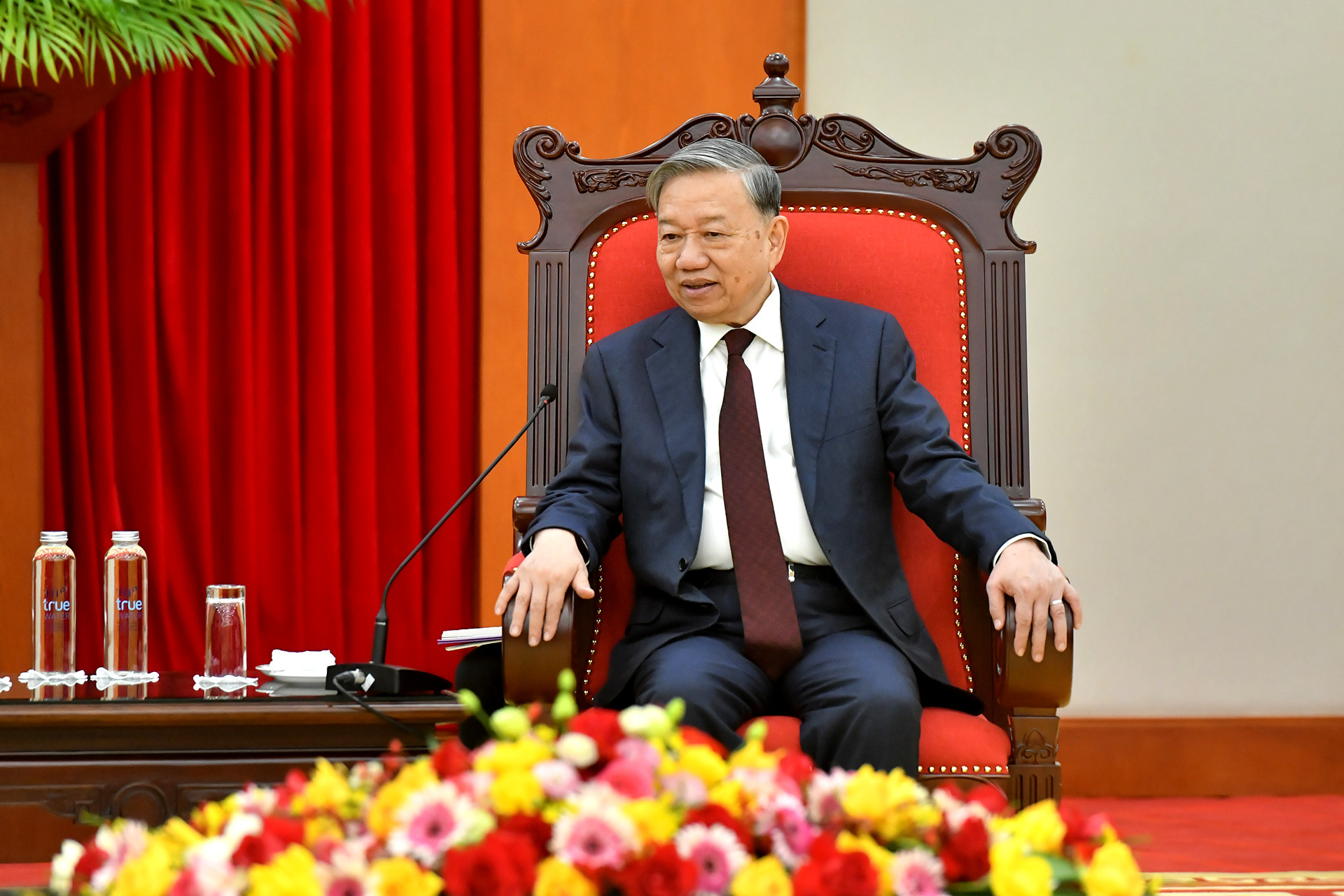 Tổng Bí thư Tô Lâm phát biểu tại buổi tiếp.