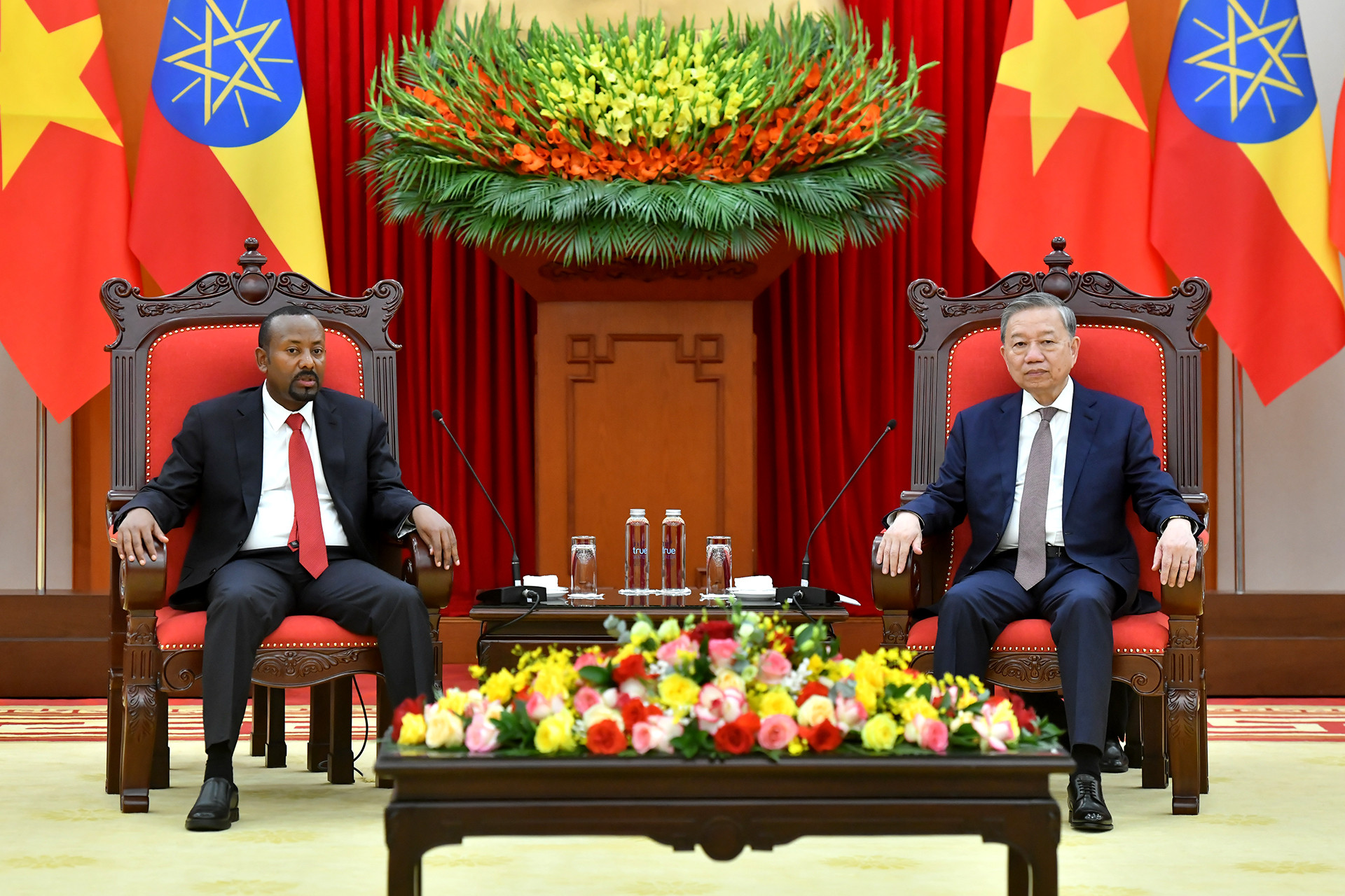 Tổng Bí thư Tô Lâm và Thủ tướng Ethiopia Abiy Ahmed Ali tại buổi tiếp.