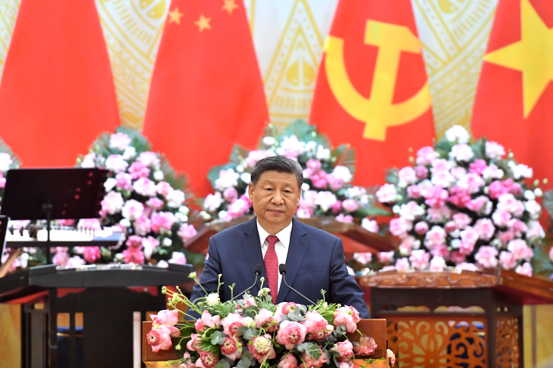 Tổng Bí thư, Chủ tịch Trung Quốc Tập Cận Bình đọc diễn văn đáp từ.