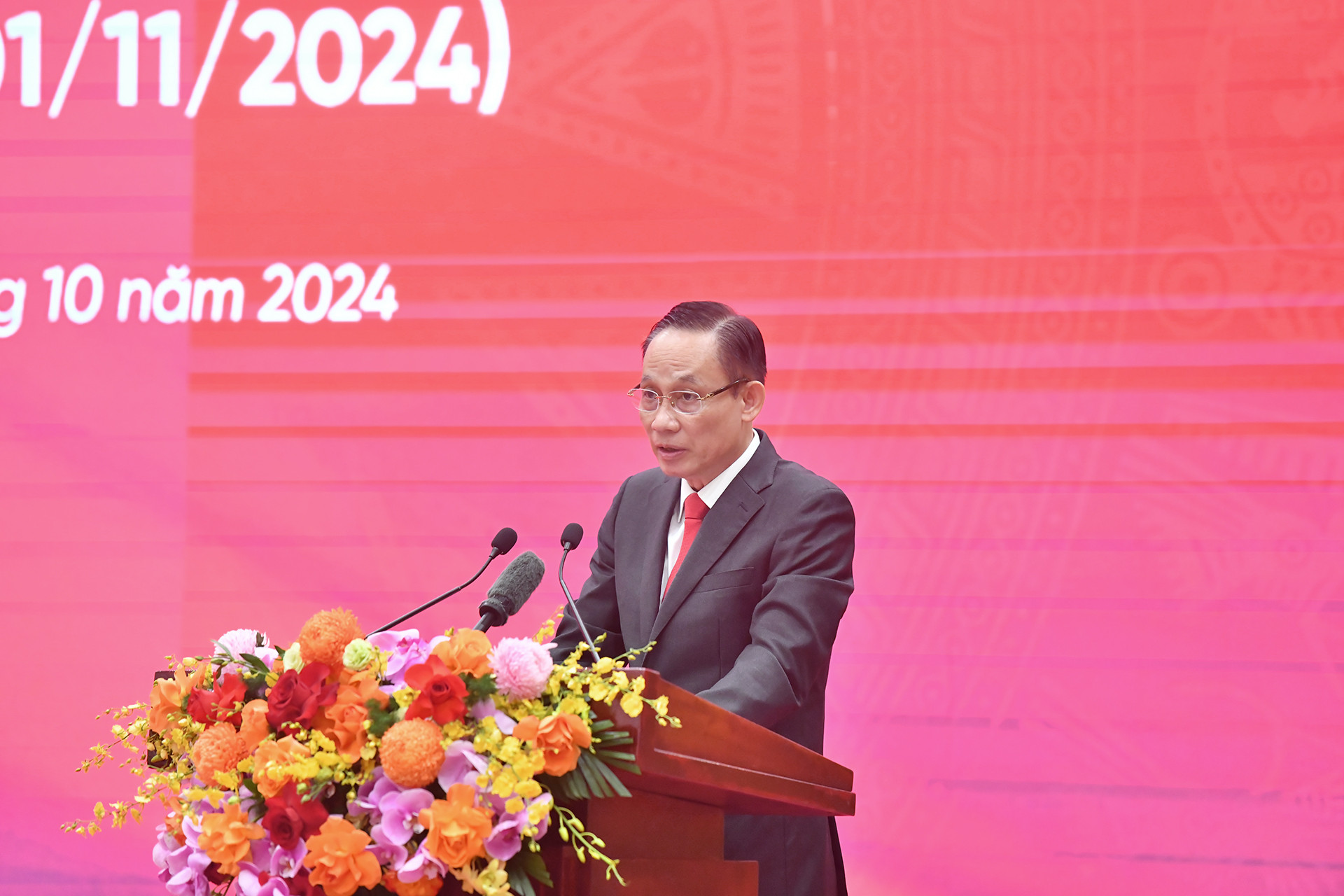 Đồng chí Lê Hoài Trung, Bí thư Trung ương Đảng, Trưởng Ban Đối ngoại Trung ương phát biểu tại Lễ kỷ niệm.