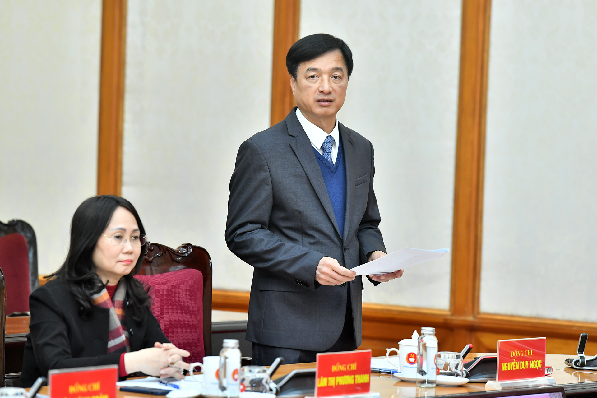 Đồng chí Nguyễn Duy Ngọc, Ủy viên Bộ Chính trị, Bí thư Trung ương Đảng, Chủ nhiệm Ủy ban Kiểm tra Trung ương phát biểu.