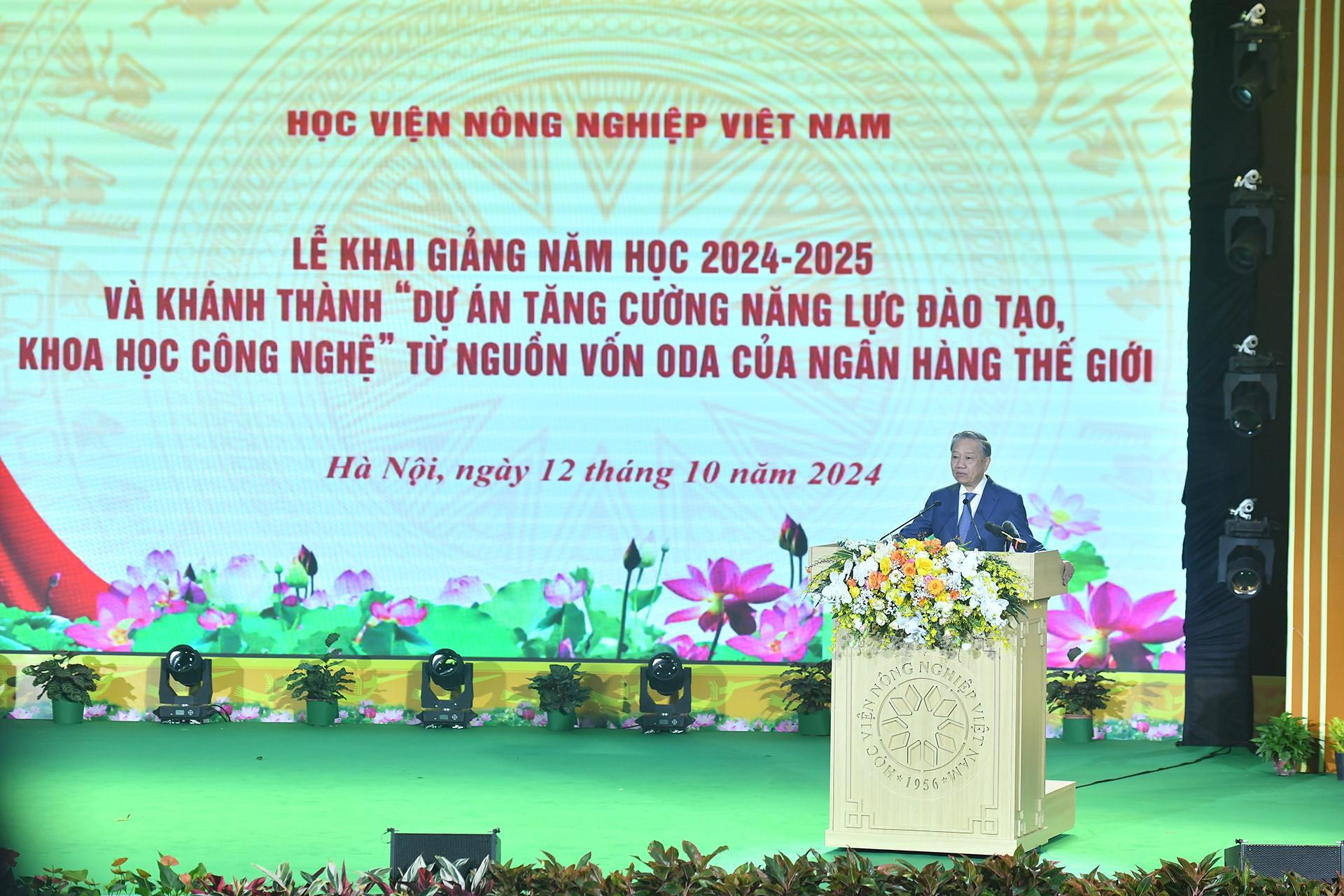 Tổng Bí thư, Chủ tịch nước Tô Lâm phát biểu tại Lễ khai giảng năm học mới tại Học viện Nông nghiệp Việt Nam.