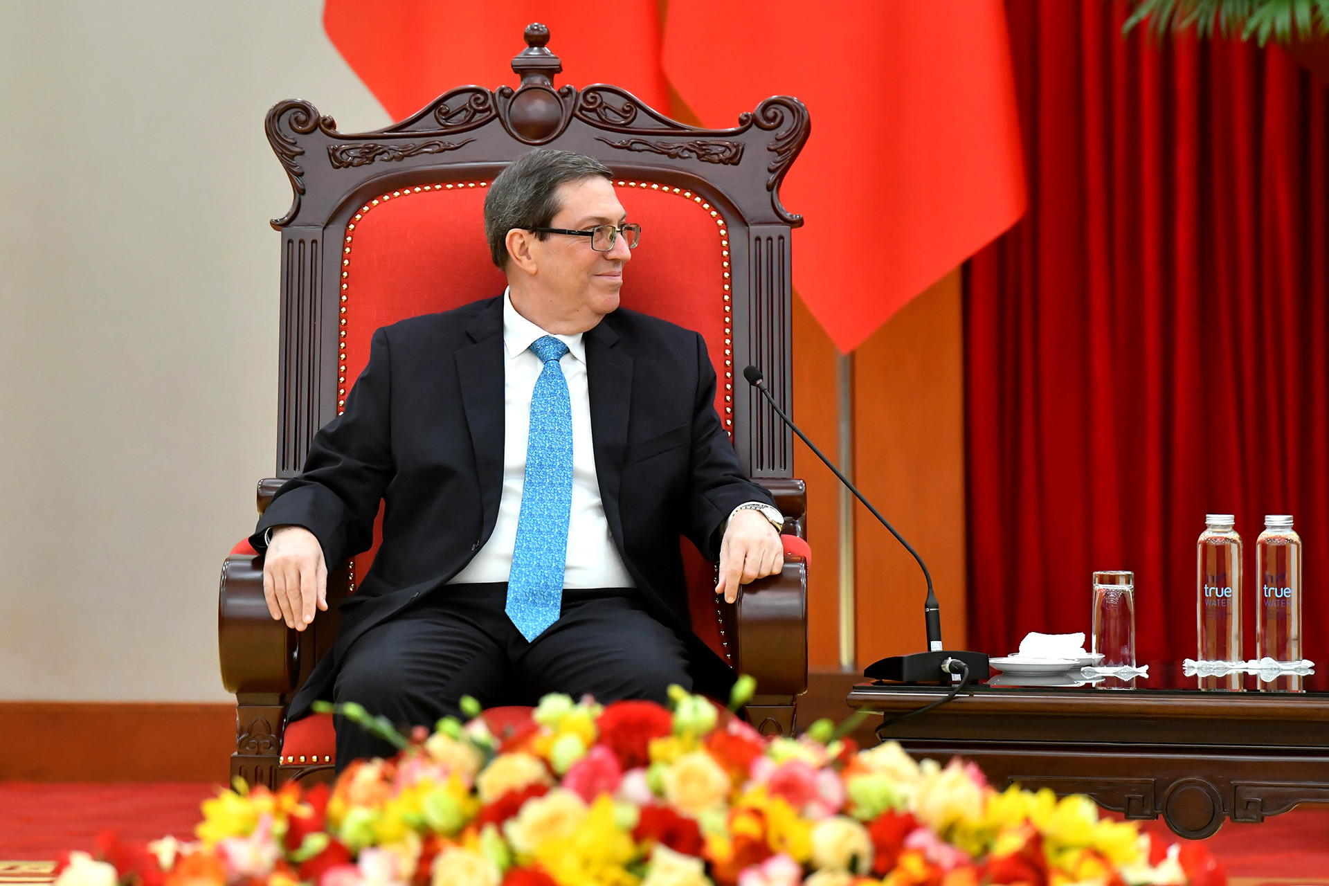 Bộ trưởng Ngoại giao Cuba Bruno Rodríguez Parrilla phát biểu tại buổi tiếp.