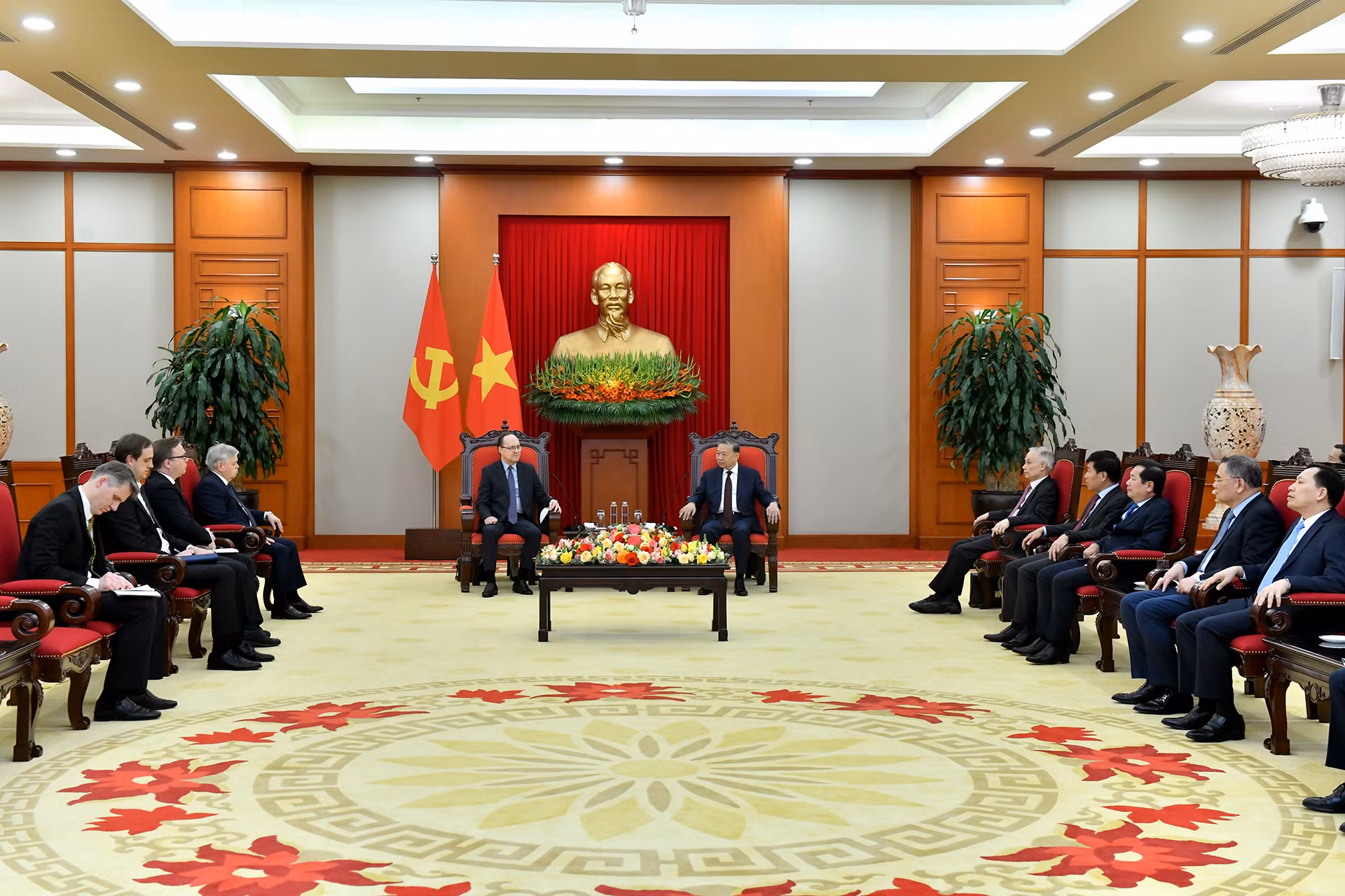 Quang cảnh buổi tiếp tại Trụ sở Trung ương Đảng.