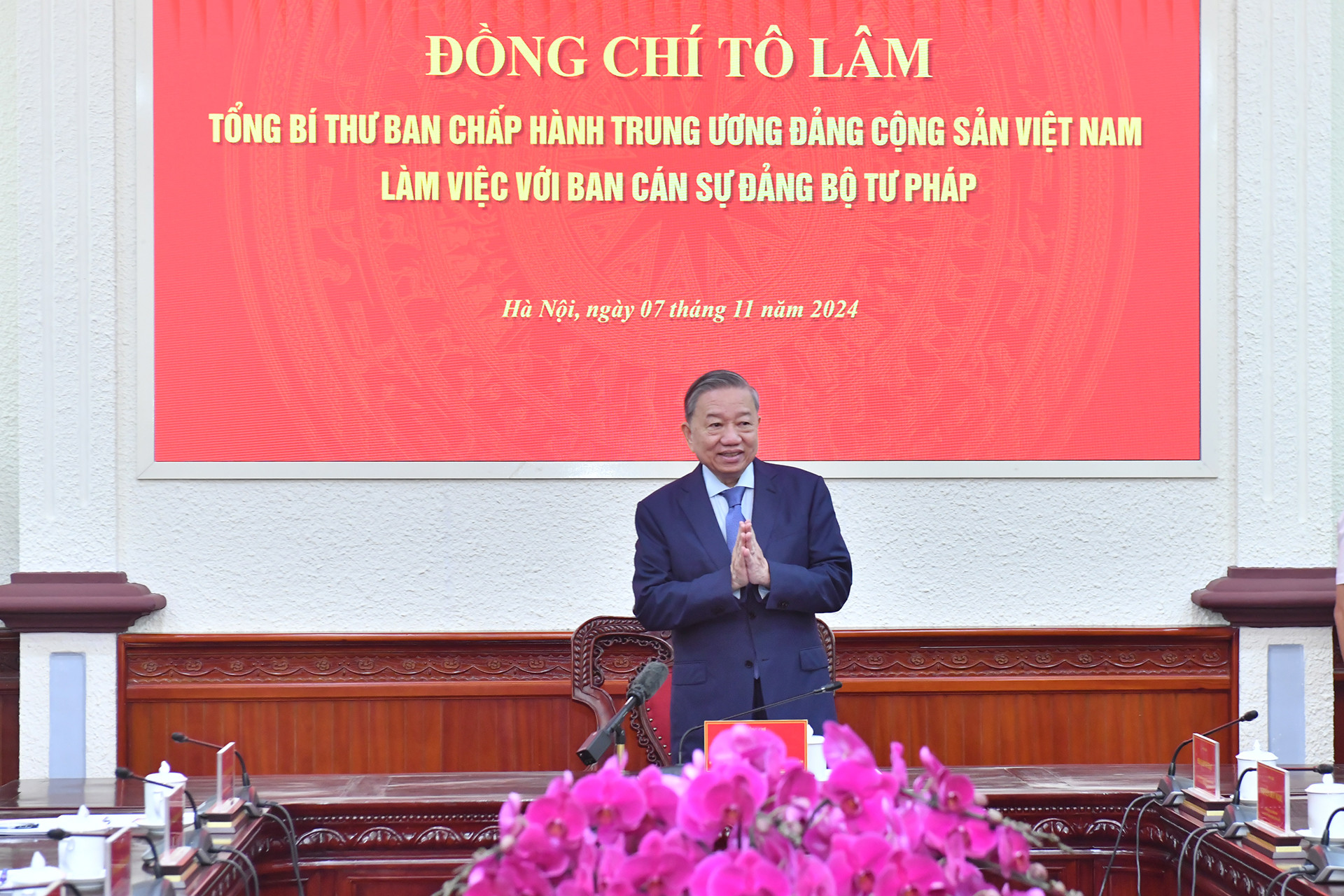 [Ảnh] Tổng Bí thư Tô Lâm làm việc với Ban Cán sự Đảng Bộ Tư pháp ảnh 2