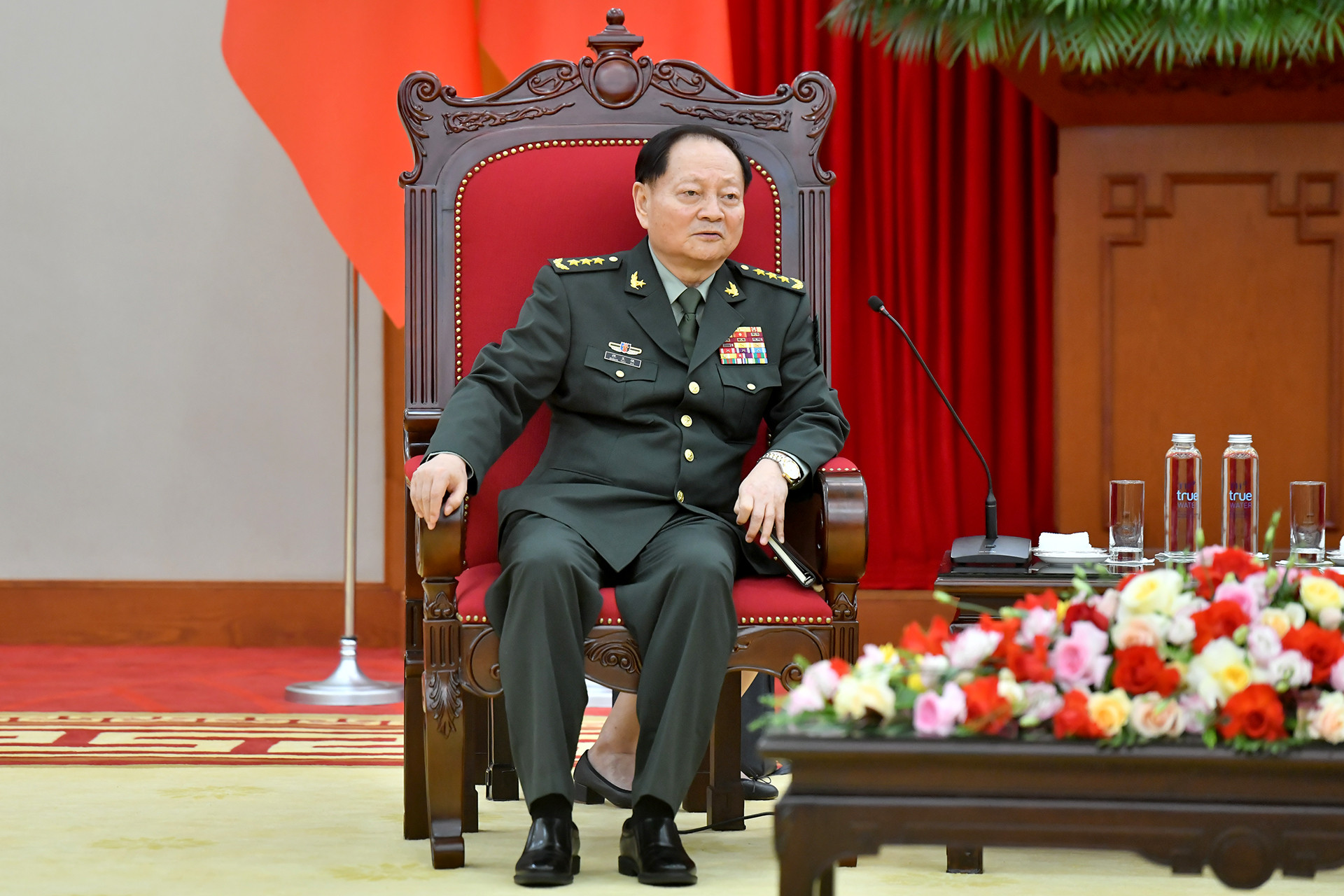 Thượng tướng Trương Hựu Hiệp, Phó Chủ tịch Quân ủy Trung ương Trung Quốc phát biểu tại buổi tiếp.