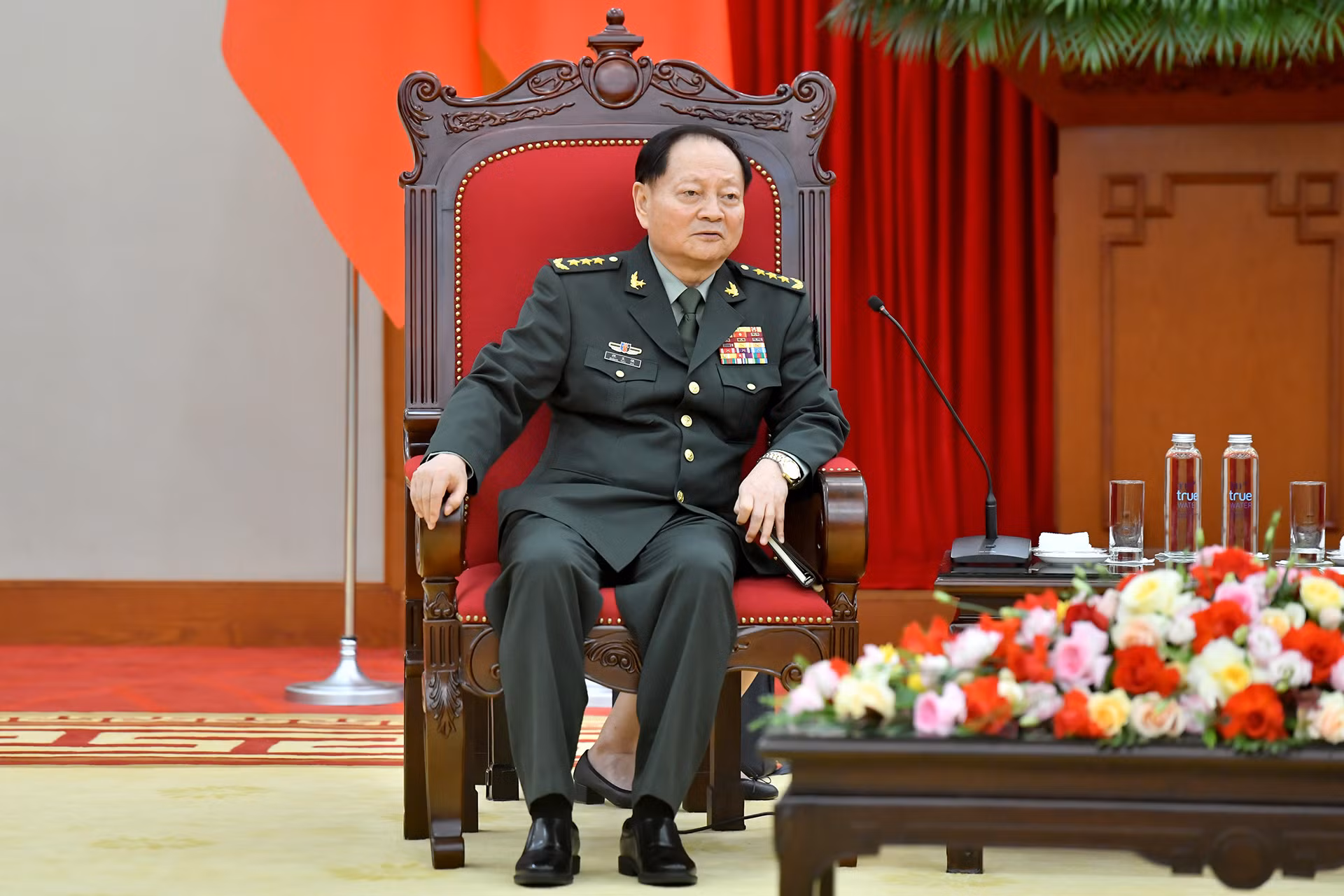Thượng tướng Trương Hựu Hiệp, Phó Chủ tịch Quân ủy Trung ương Trung Quốc phát biểu tại buổi tiếp.