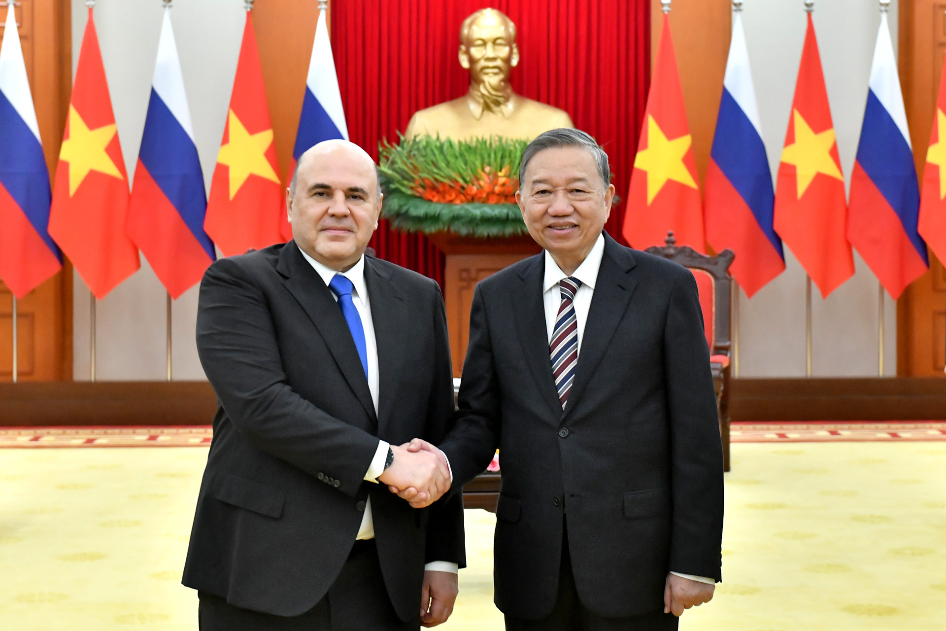 Tổng Bí thư Tô Lâm với Thủ tướng Liên bang Nga Mikhail Vladimirovich Mishustin.