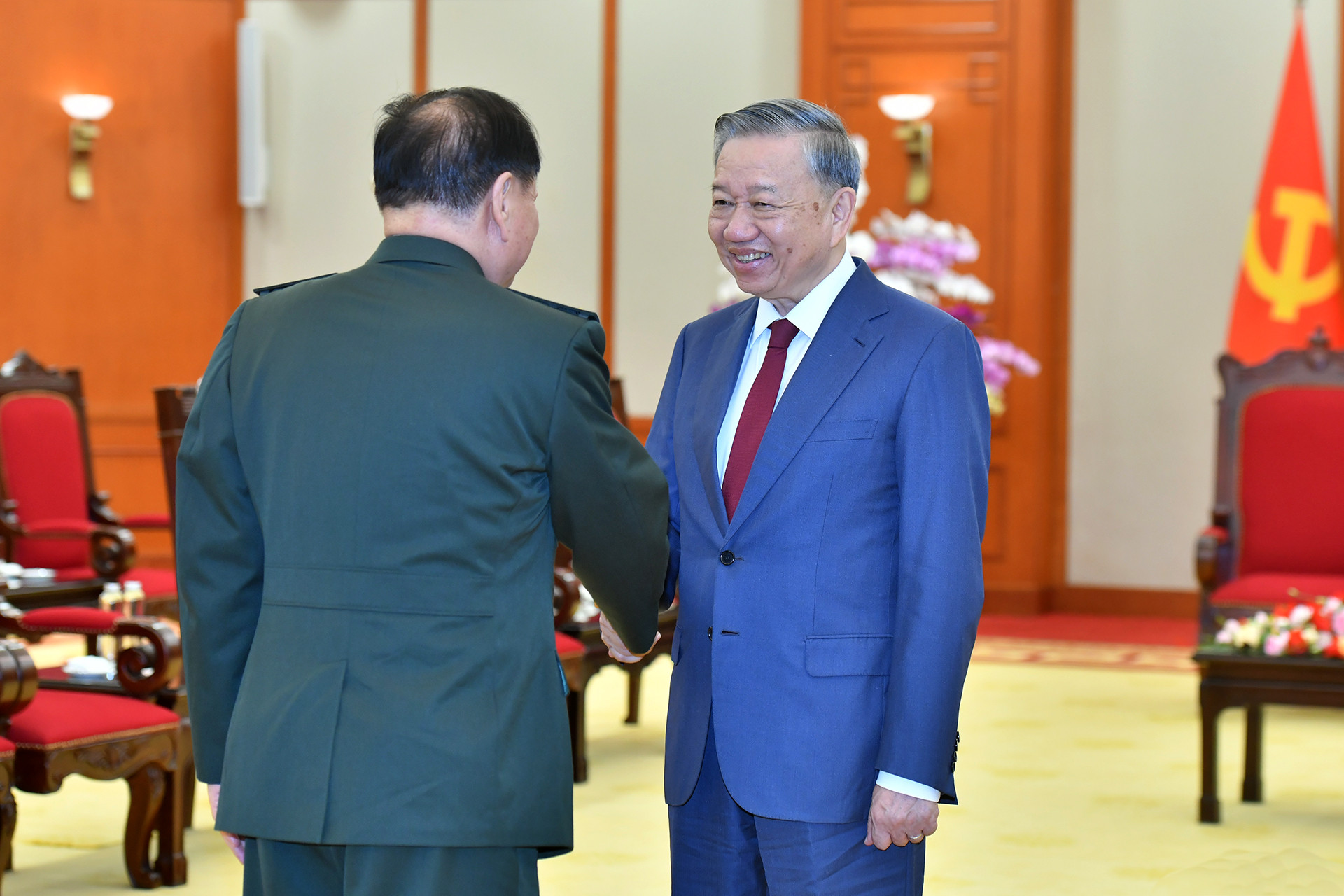 Tổng Bí thư Tô Lâm tiếp đồng chí Thượng tướng Trương Hựu Hiệp, Ủy viên Bộ Chính trị, Phó Chủ tịch Quân ủy Trung ương Trung Quốc.