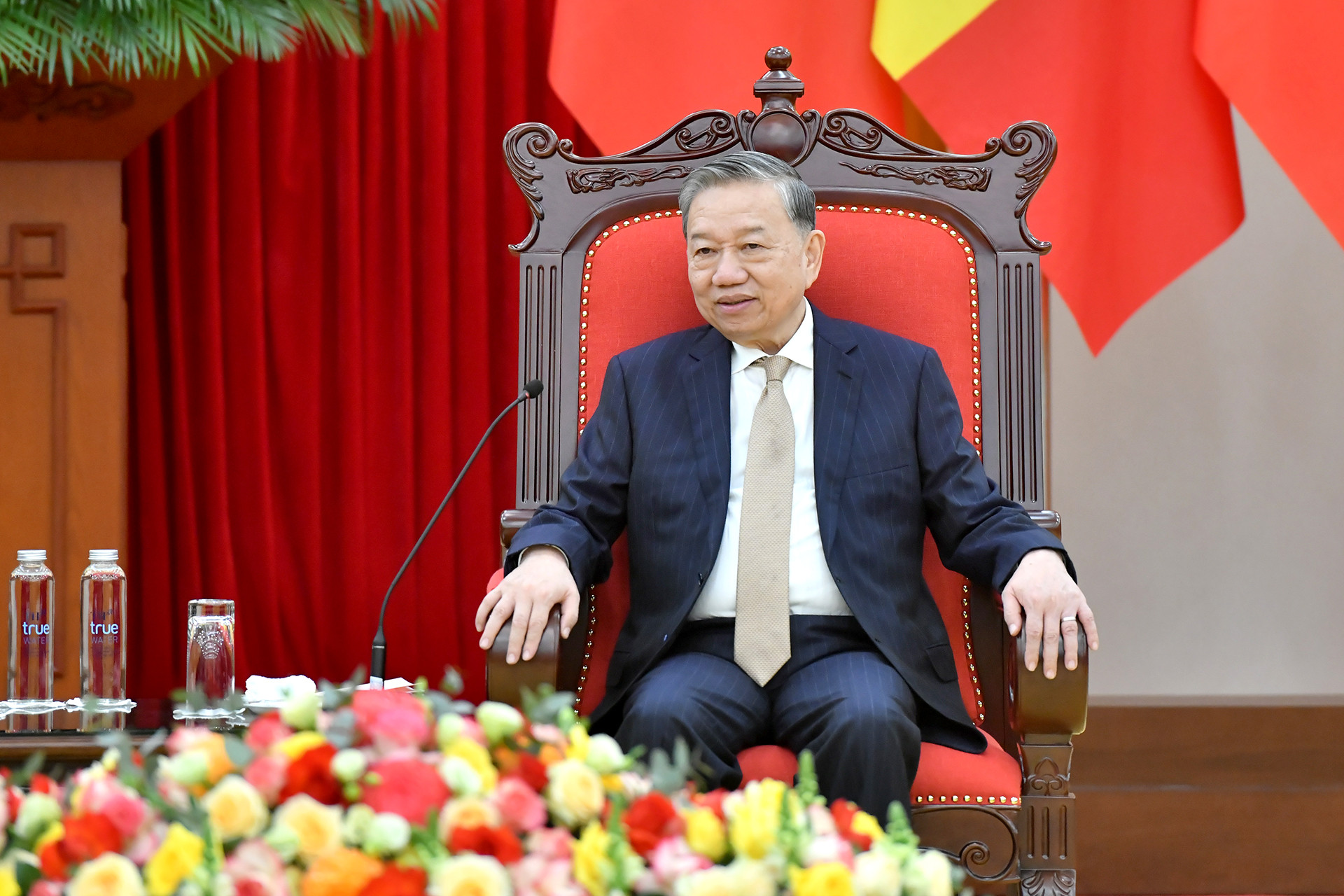 Tổng Bí thư Tô Lâm phát biểu tại buổi tiếp.