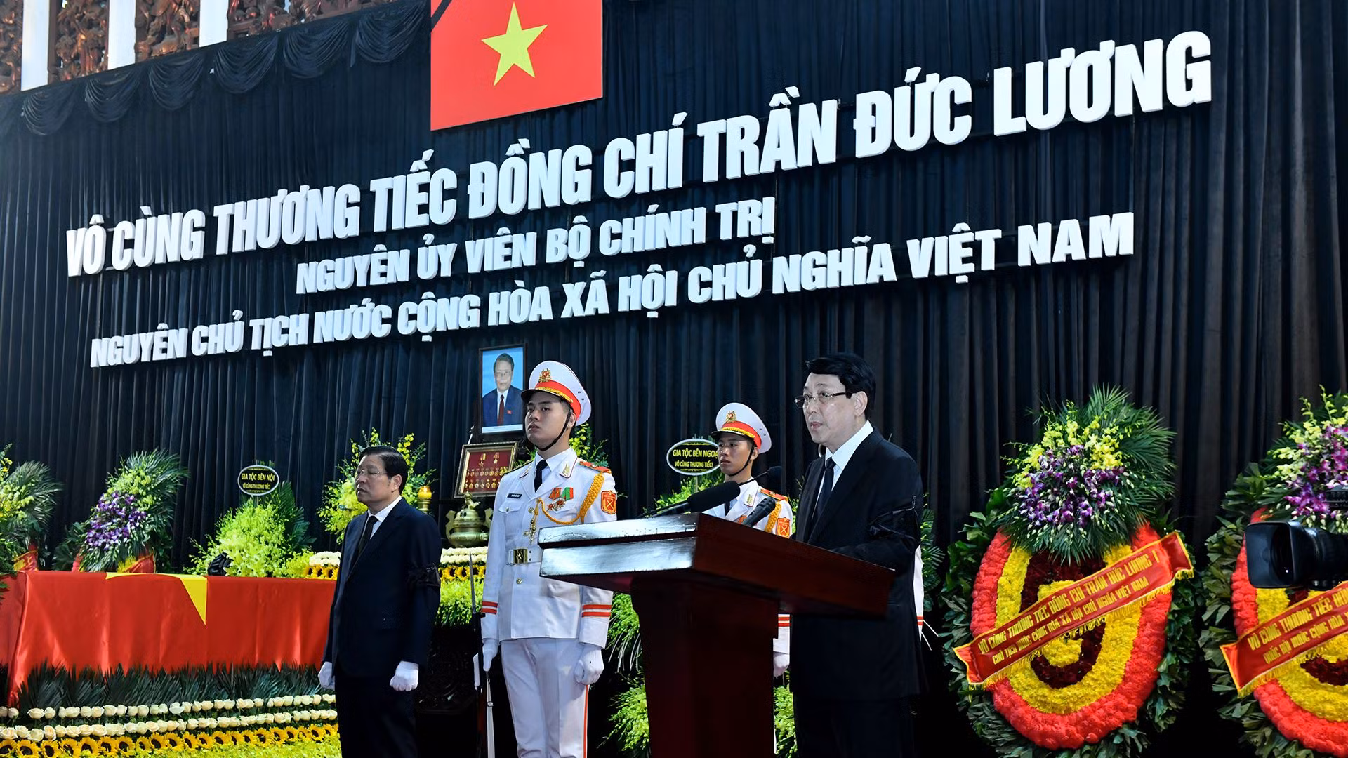 Chủ tịch nước Lương Cường, Trưởng Ban Lễ tang, đọc Lời điếu tại Lễ truy điệu nguyên Chủ tịch nước Trần Đức Lương.