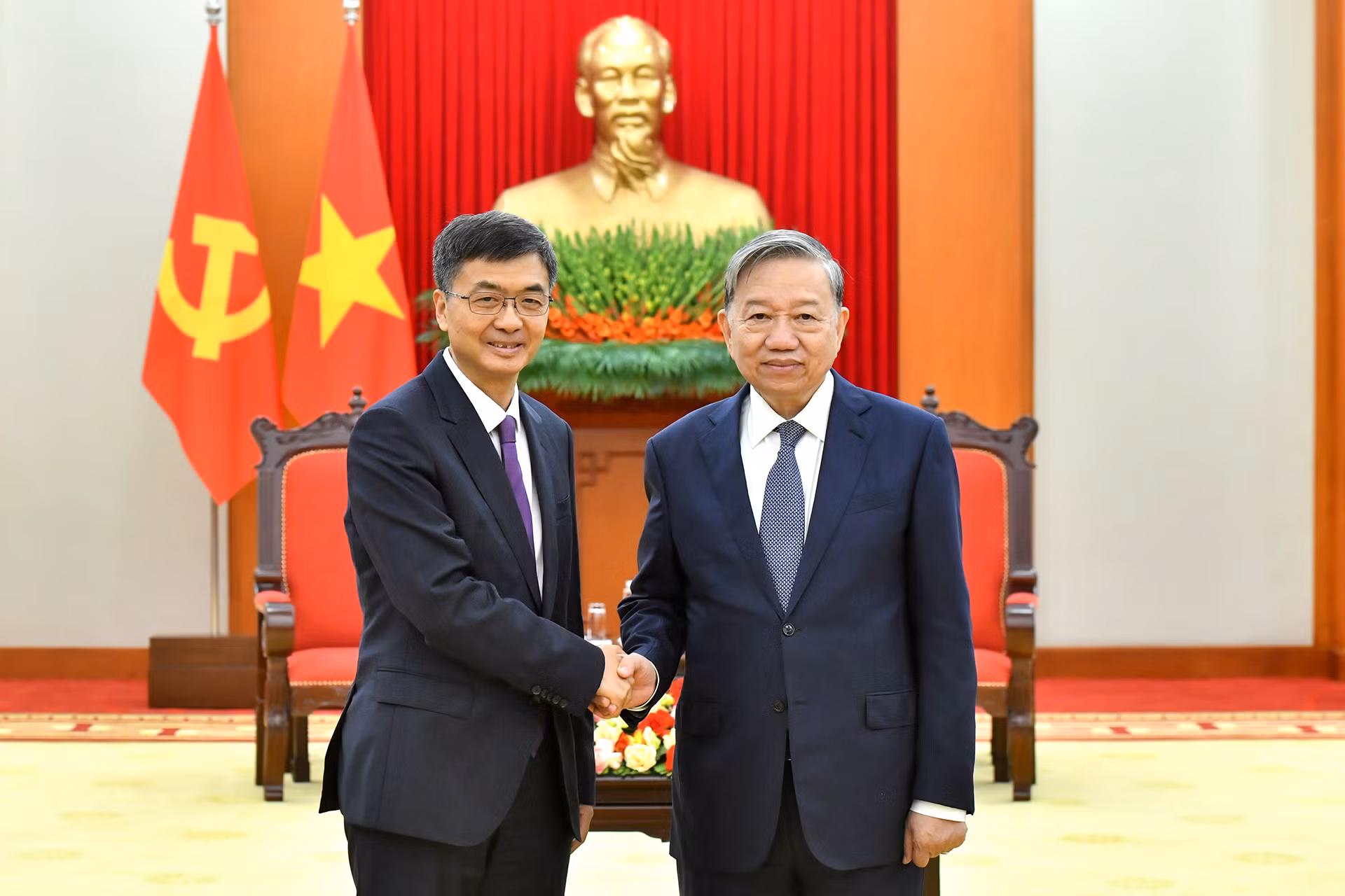 Tổng Bí thư Tô Lâm tiếp Bí thư Khu ủy Quảng Tây (Trung Quốc) Trần Cương.