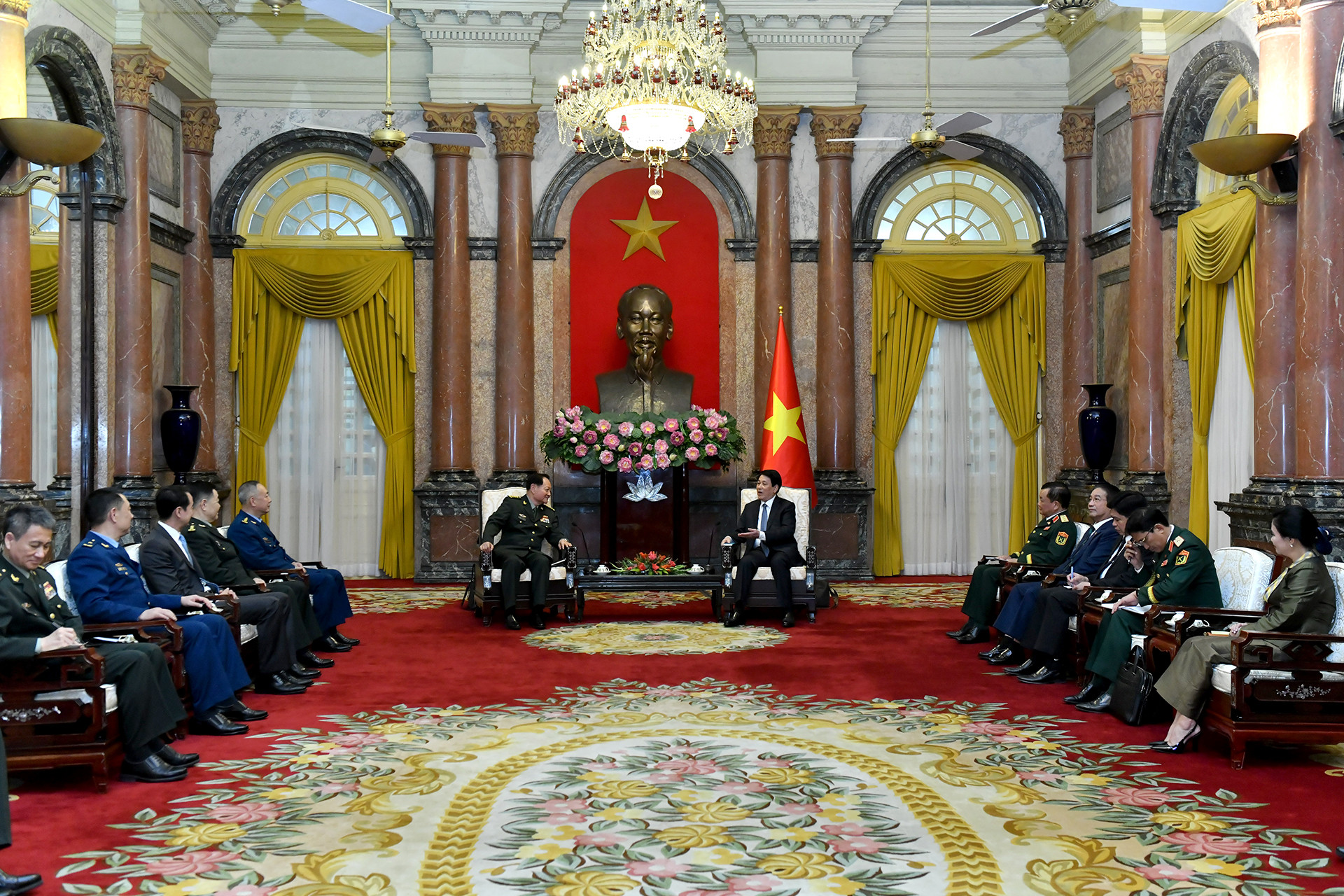 Quang cảnh buổi tiếp tại Phủ Chủ tịch.