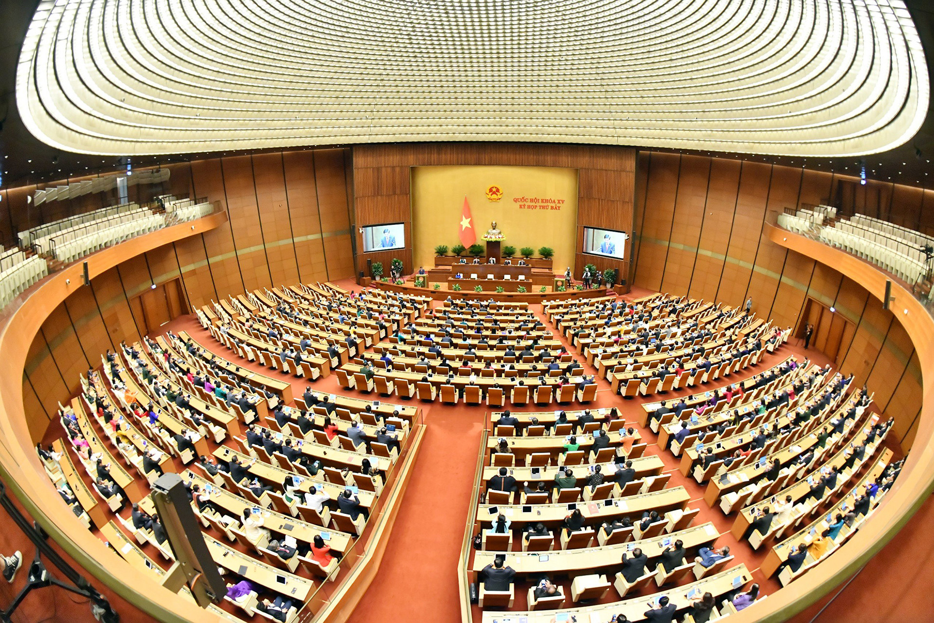 Quang cảnh phiên bế mạc Kỳ họp thứ 7, Quốc hội khóa XV tại Hội trường Diên Hồng.
