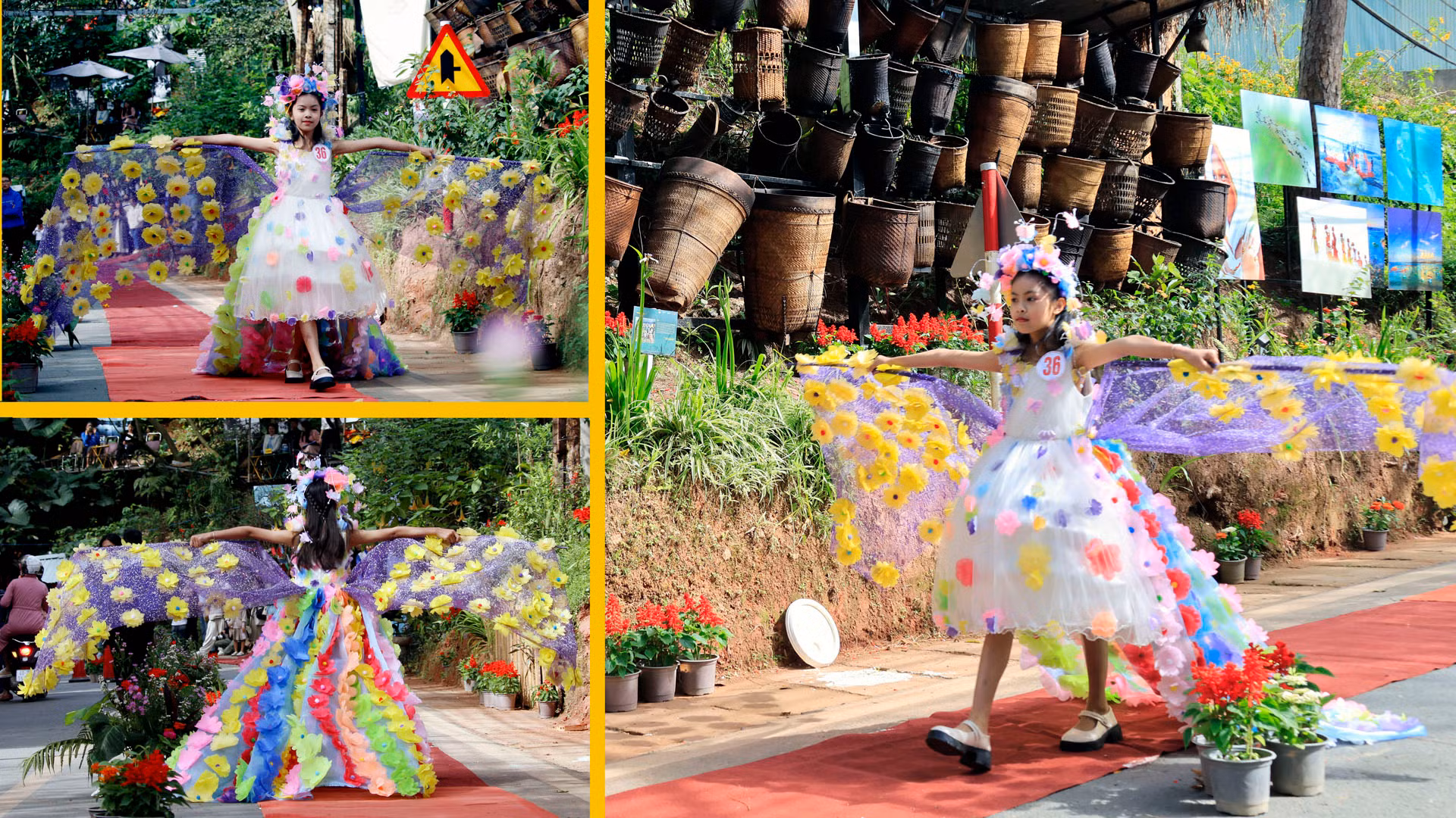 Các bộ trang phục được thiết kế sáng tạo, đa dạng chất liệu, bảo đảm tính thẩm mỹ, liên kết chặt chẽ với thông điệp văn hóa, lịch sử của Đà Lạt.